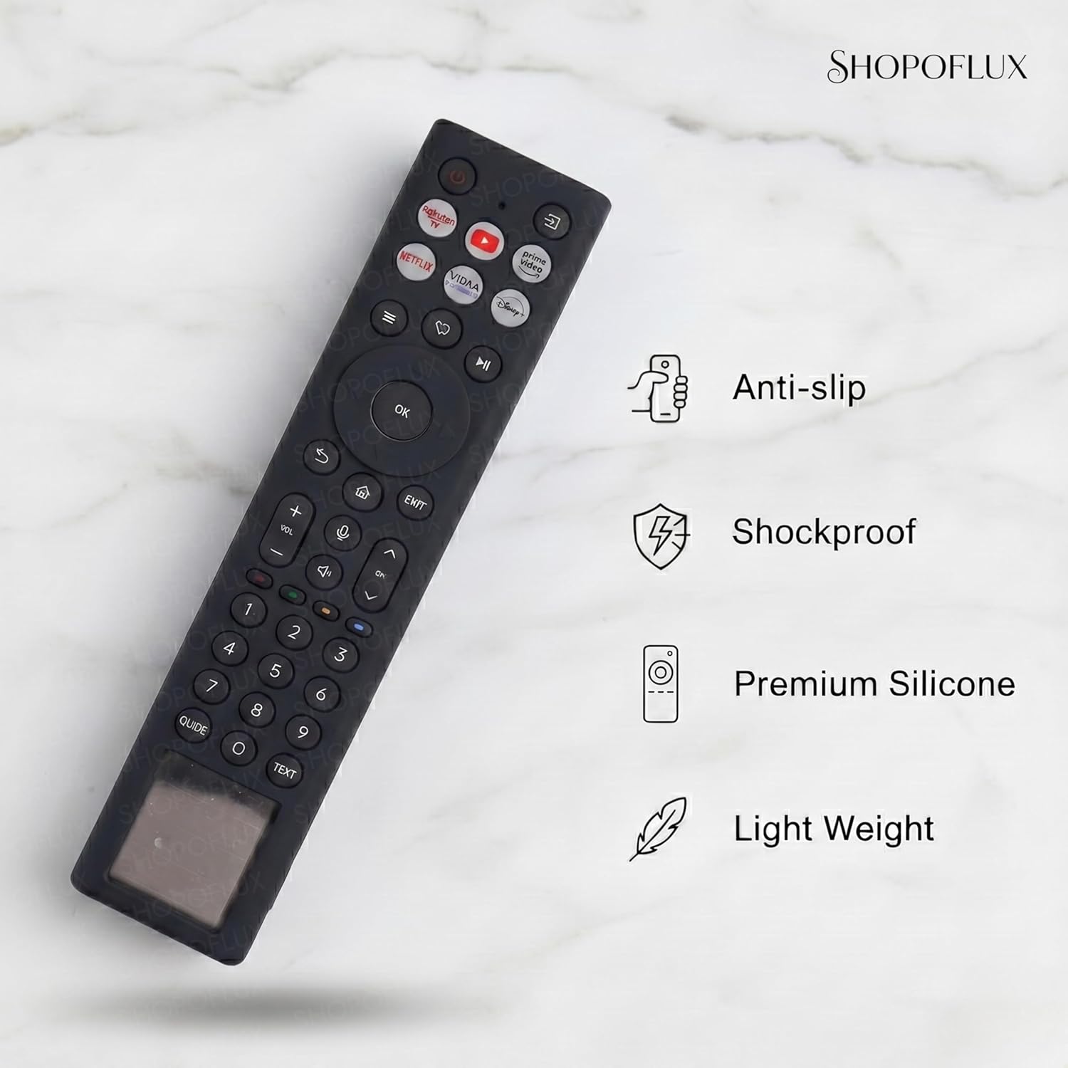 SHOPOFLUX Silicone TV Remote Cover Compatible with Hisense TV Remote [Remote NOT Included] (Black) Shopoflux