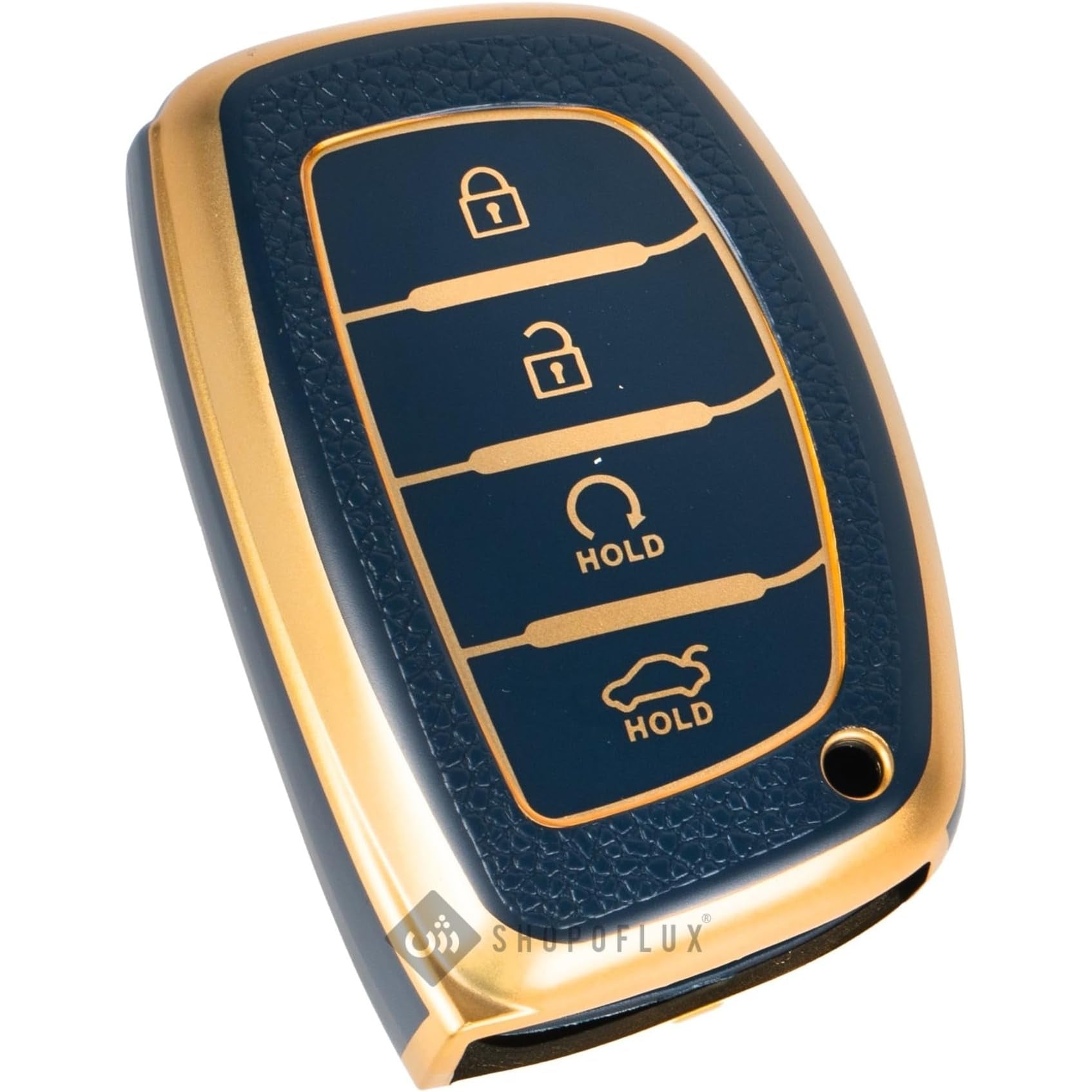 SHOPOFLUX TPU Leather Key Cover Compatible with Hyundai Alcazar and Creta Car 4 Button Smart Key