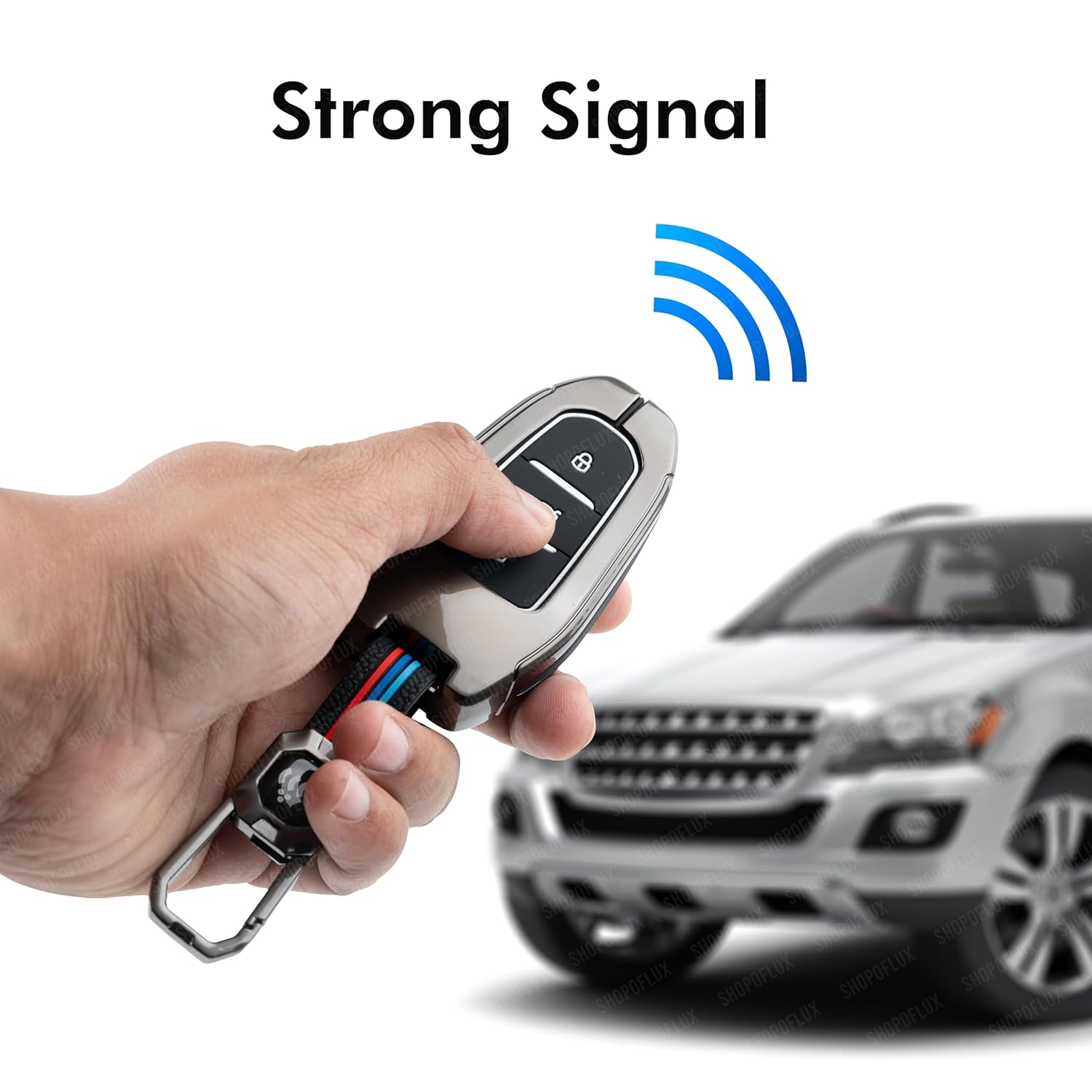 SHOPOFLUX Metal Car Key Cover Competible for Citroen C5 Aircross 3 Button Smart Key Shopoflux