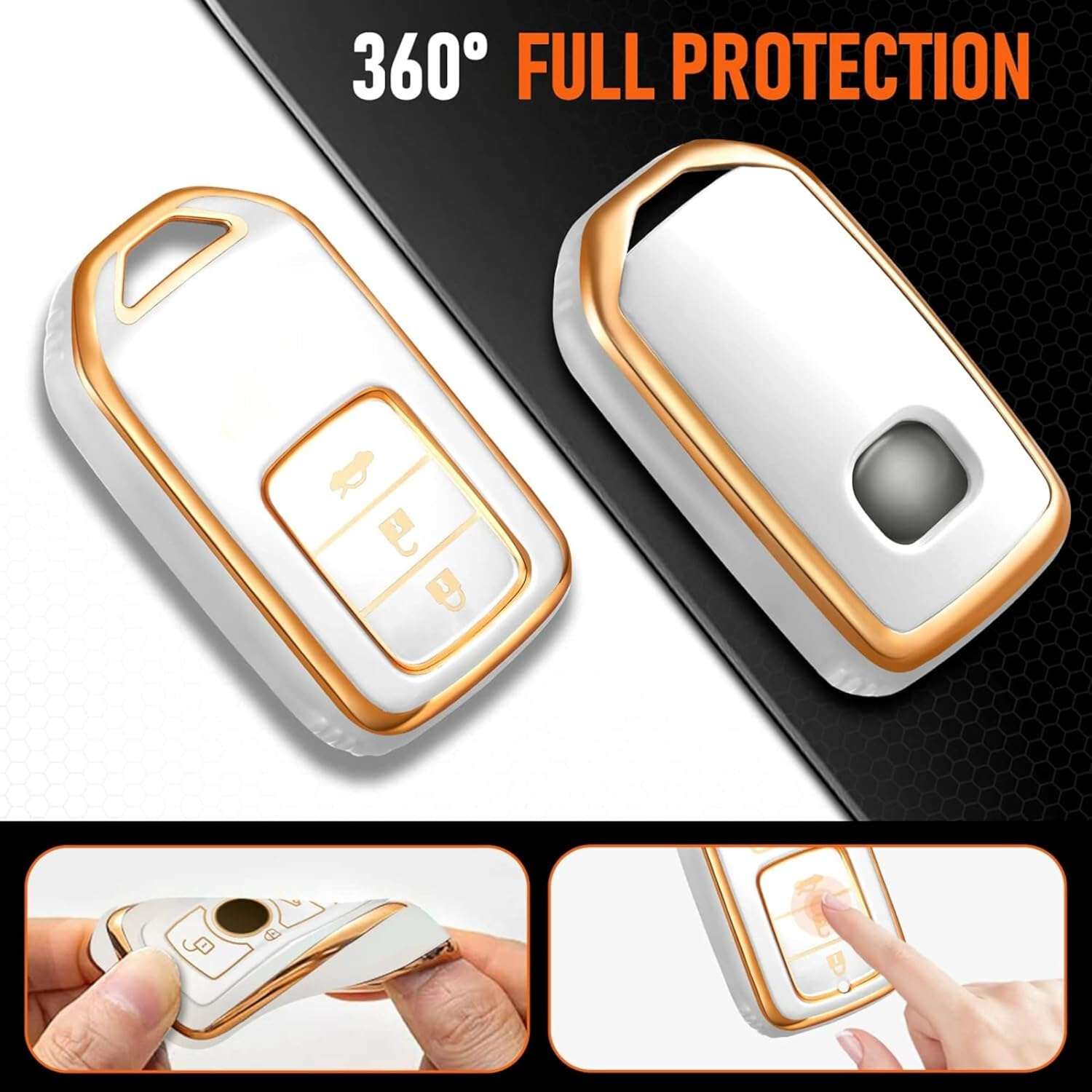 Shopoflux® TPU Key Cover Compatible for Honda Elevate | City | Amaze | WRV | CRV | Jazz | 3 Button Smart Key