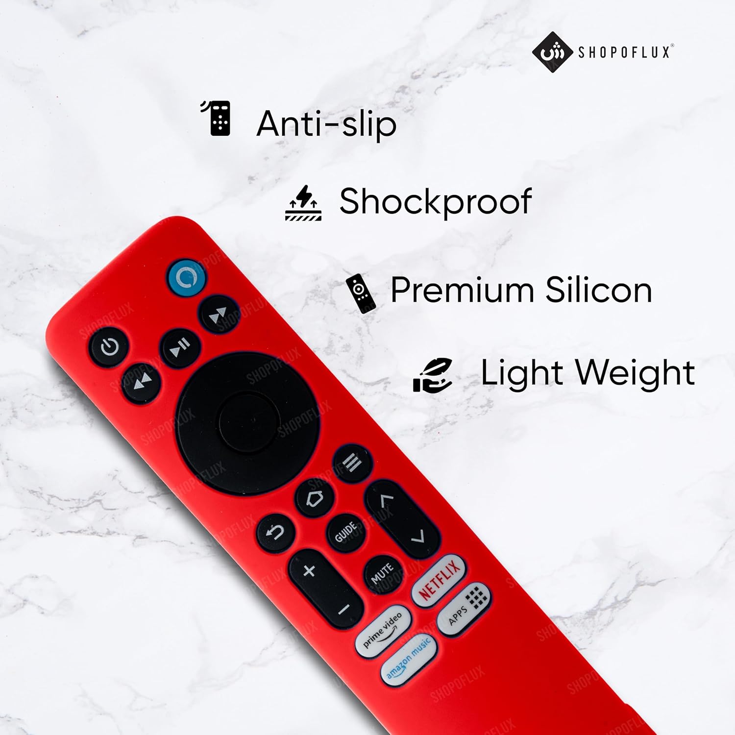 Shopoflux Silicone Tv Remote Cover Compatible with Redmi Smart Fire Tv 32 Redmi Fire Tv 4k 43 inches Protective Case (RED) Shopoflux