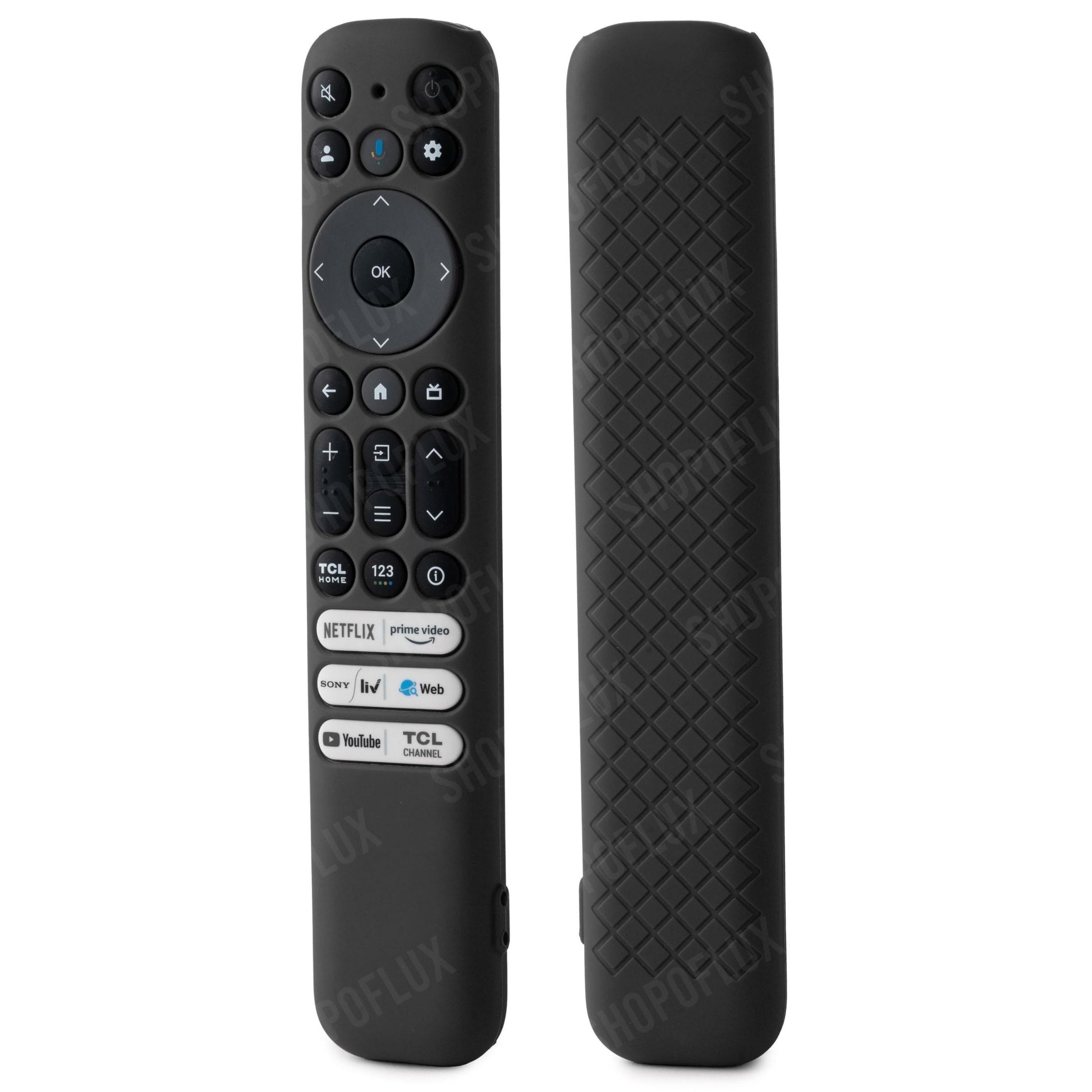 SHOPOFLUX Silicone TV Remote Cover Case Compatible with TCL Tv Remote RC802NU1 / IFFALCON Smart LED TV Protective Cover (Black) Shopoflux