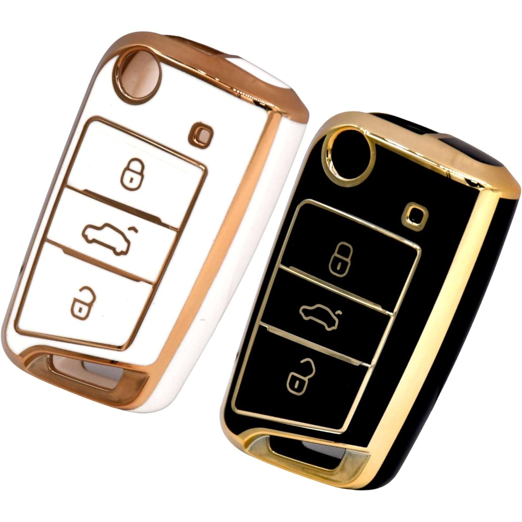 Shopoflux® TPU Key Cover Compatible with Skoda & Volkswagen Cars Slavia | Kushaq | Octavia | Virtus | Taigun | Tiguan | T ROC 3 Button Flip Key