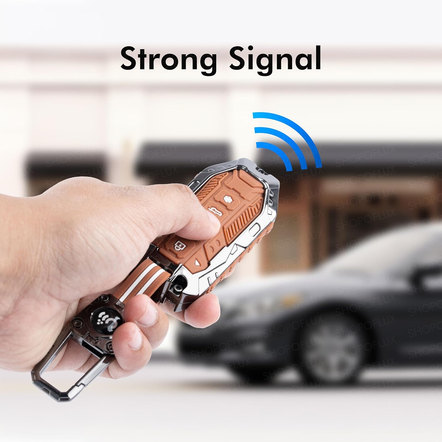 SHOPOFLUX Metal Key Cover Compatible with Mahindra BE 6, XEV 9 EV, XUV 7XO Smart Key (Metal Brown Silicone) Shopoflux