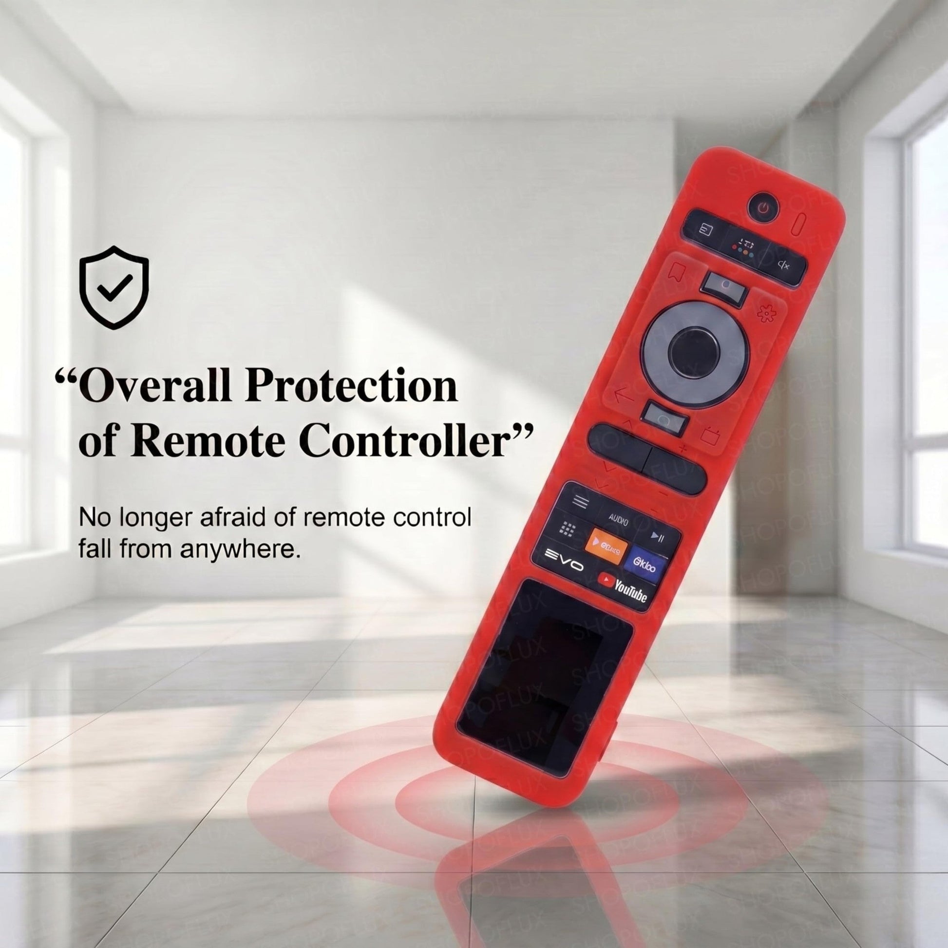 SHOPOFLUX Silicone TV Remote Cover Compatible with Haier TV Protective Case with Lanyard [Remote Not Included] (Red) Shopoflux