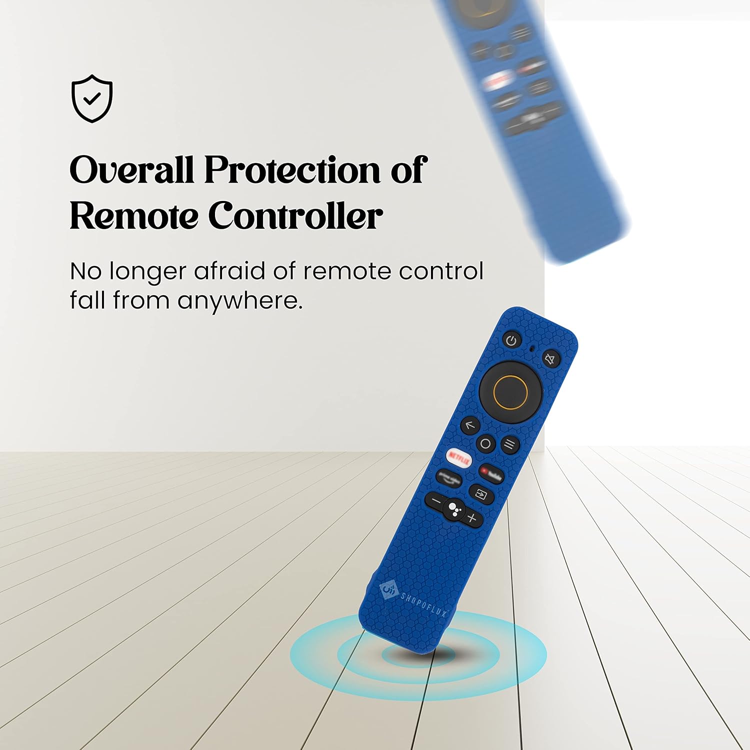 SHOPOFLUX Silicone Remote Cover Compatible with REALME Smart LED TV Anti Slip Remote Case Shockproof Cover (Blue) Shopoflux