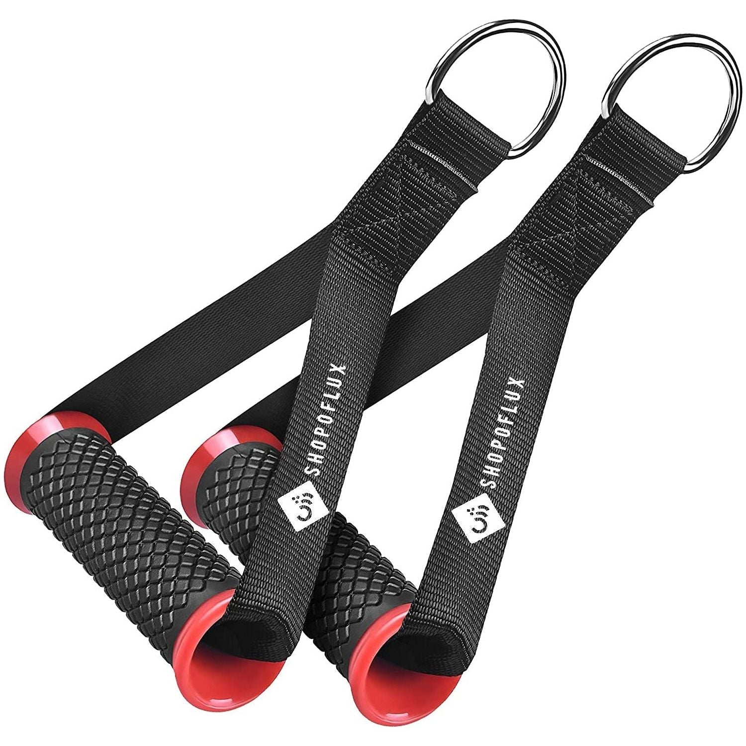 Shopoflux® Heavy Duty Handles with Solid ABS Cores and Welded D-Rings for Gym Machine, Resistance Band, Cable Machines 1 Pair Red