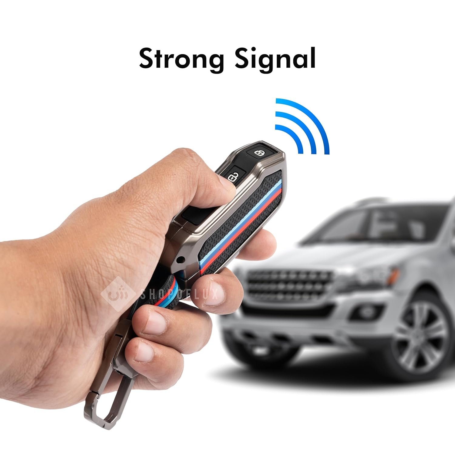 SHOPOFLUX Metal Key Cover Compatible with Kia Seltos2025 HTE,syros 3 Button Flip Key Black