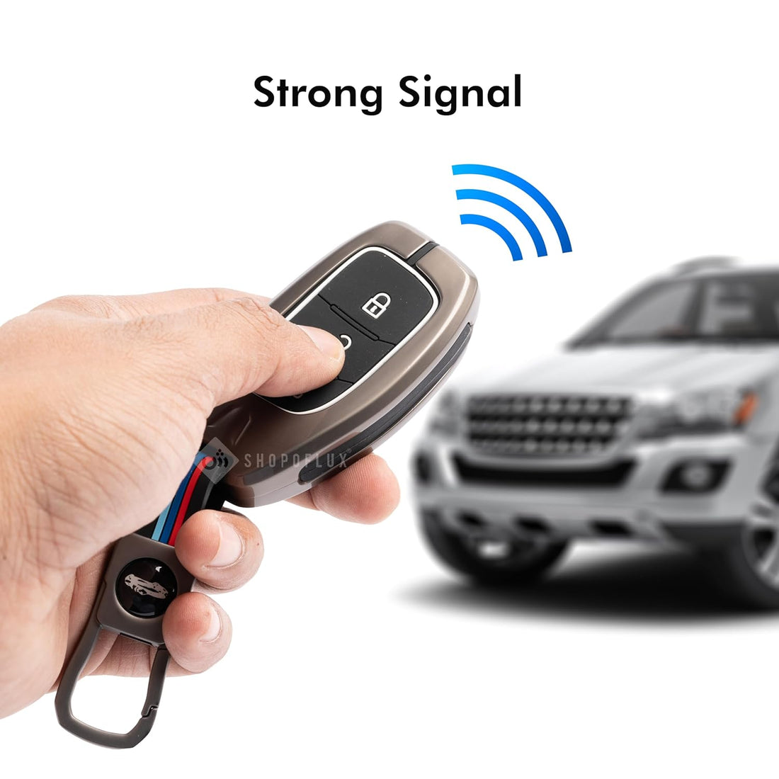 SHOPOFLUX Metal Key Cover for Hyundai Grand i10 NIOS Asta | Venue | i20 | Aura | Exter | Creta | Elantra 3 Button Smart Key Only - Black