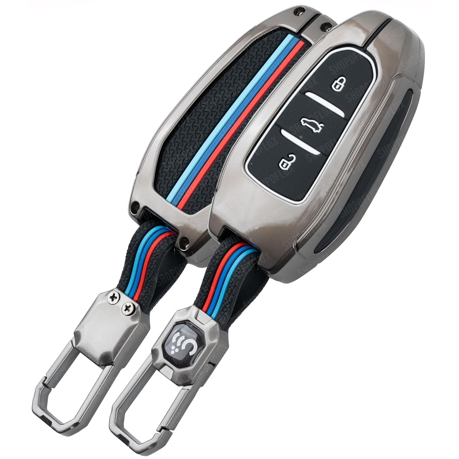 SHOPOFLUX Metal Car Key Cover Competible for Citroen C5 Aircross 3 Button Smart Key Shopoflux