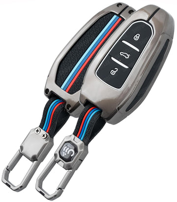 SHOPOFLUX Metal Car Key Cover Competible for Citroen C5 Aircross 3 Button Smart Key