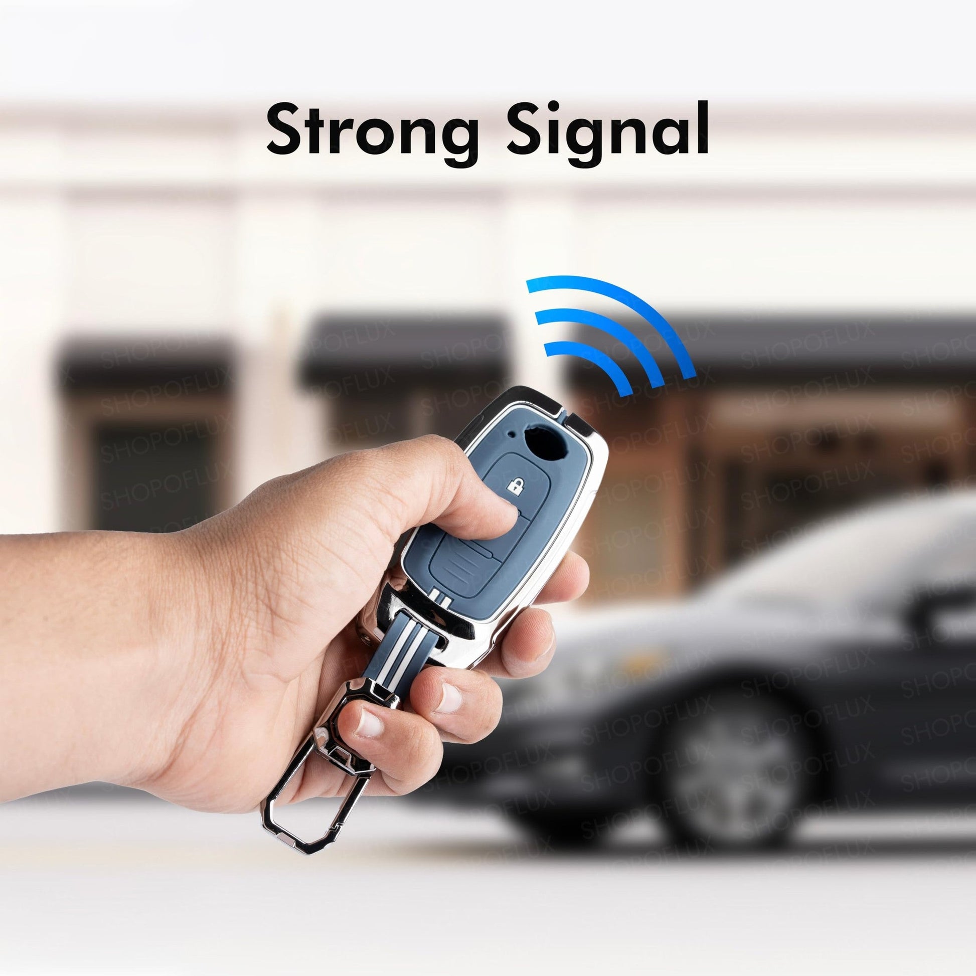 SHOPOFLUX Metal Key Cover Compatible with Nissan Magnite 2 Button Smart Key (Metal Silicone Blue) Shopoflux