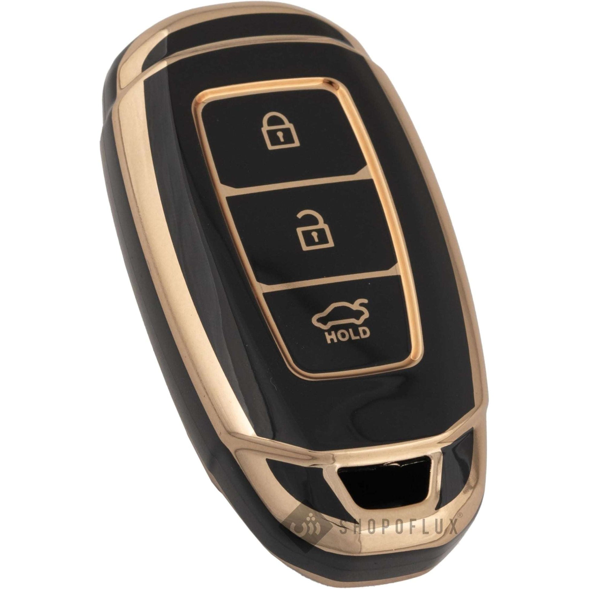 SHOPOFLUX TPU key cover Compatible with Hyundai Verna | Kona | i20 3 button smart key - Black