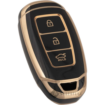 SHOPOFLUX TPU key cover Compatible with Hyundai Verna | Kona | i20 3 button smart key - Black