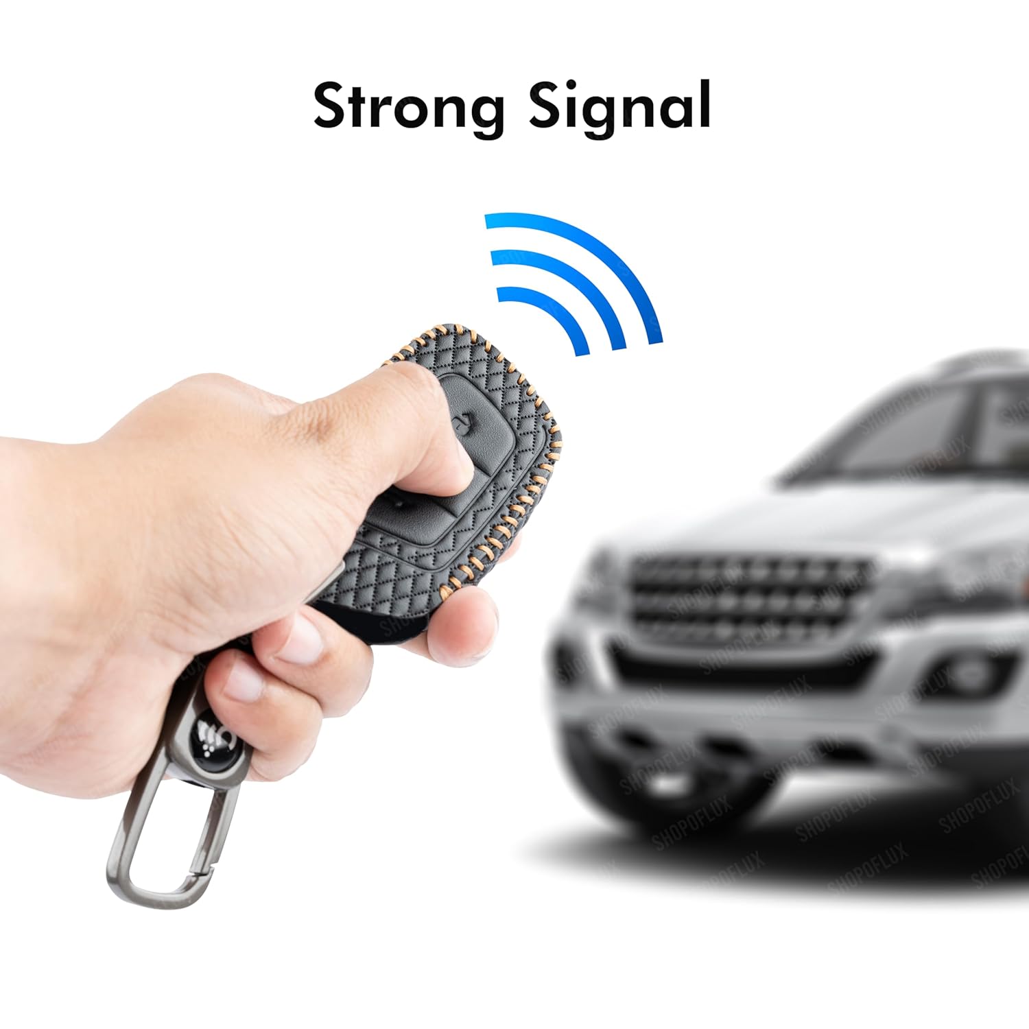 SHOPOFLUX Car Key Cover Compatible for MG Hector | Windsor EV 3 Button Smart Key (Leather Black) Shopoflux