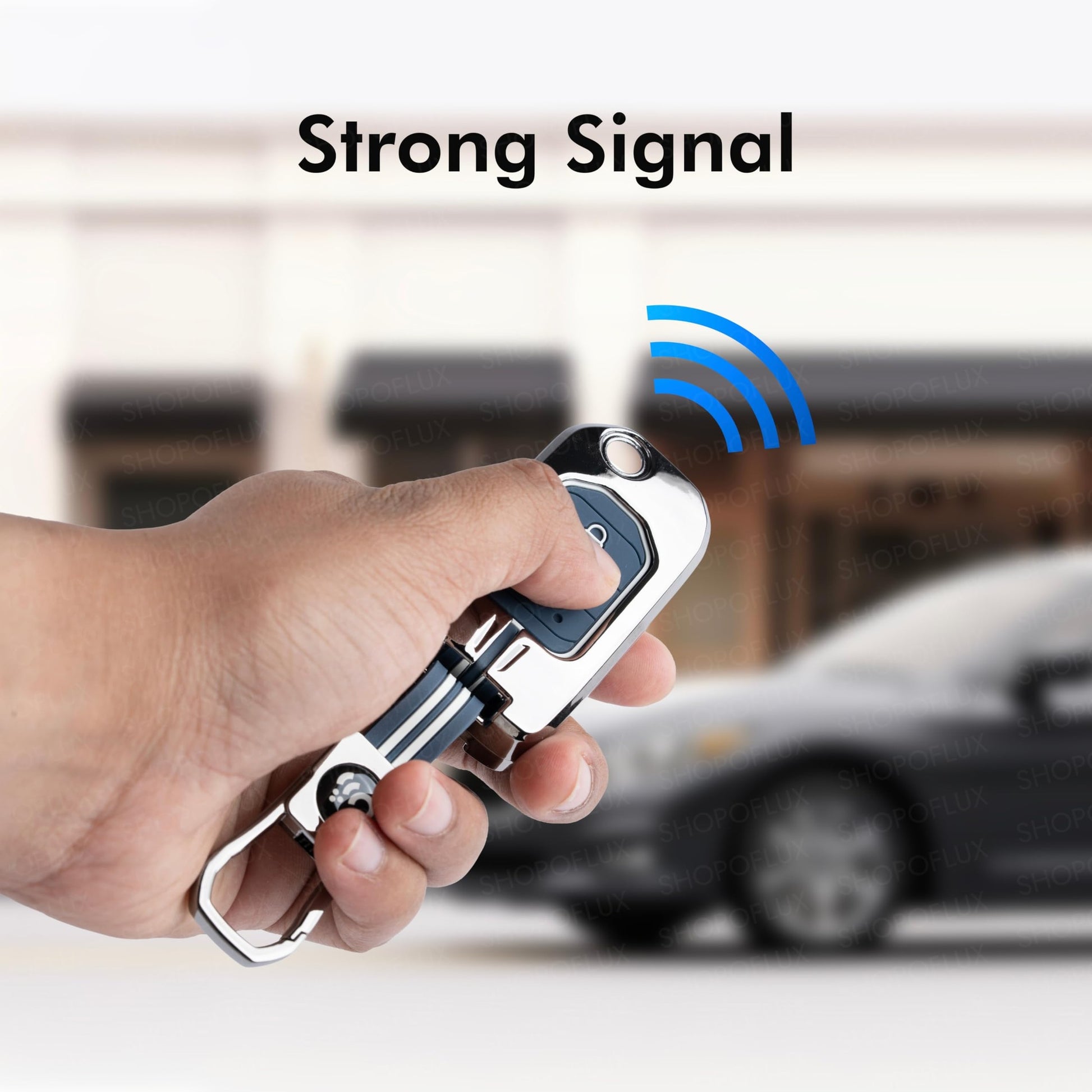 SHOPOFLUX Metal Key Cover Compatible for Honda Amaze, Honda City, Jazz, CR-V, WR-V 2 Button Flip Key (Metal Silicone Blue) Shopoflux