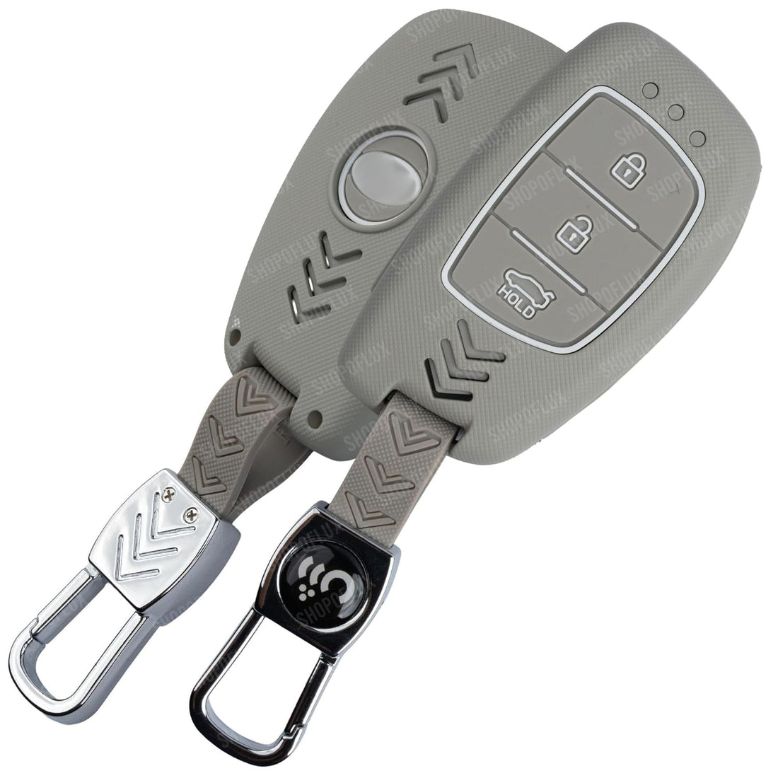 SHOPOFLUX Key Cover for Hyundai Grand i10 NIOS Asta | Venue | i20 | Aura | Exter | Creta | Elantra 3 Button Smart Key Only (ABS Light Grey) Shopoflux