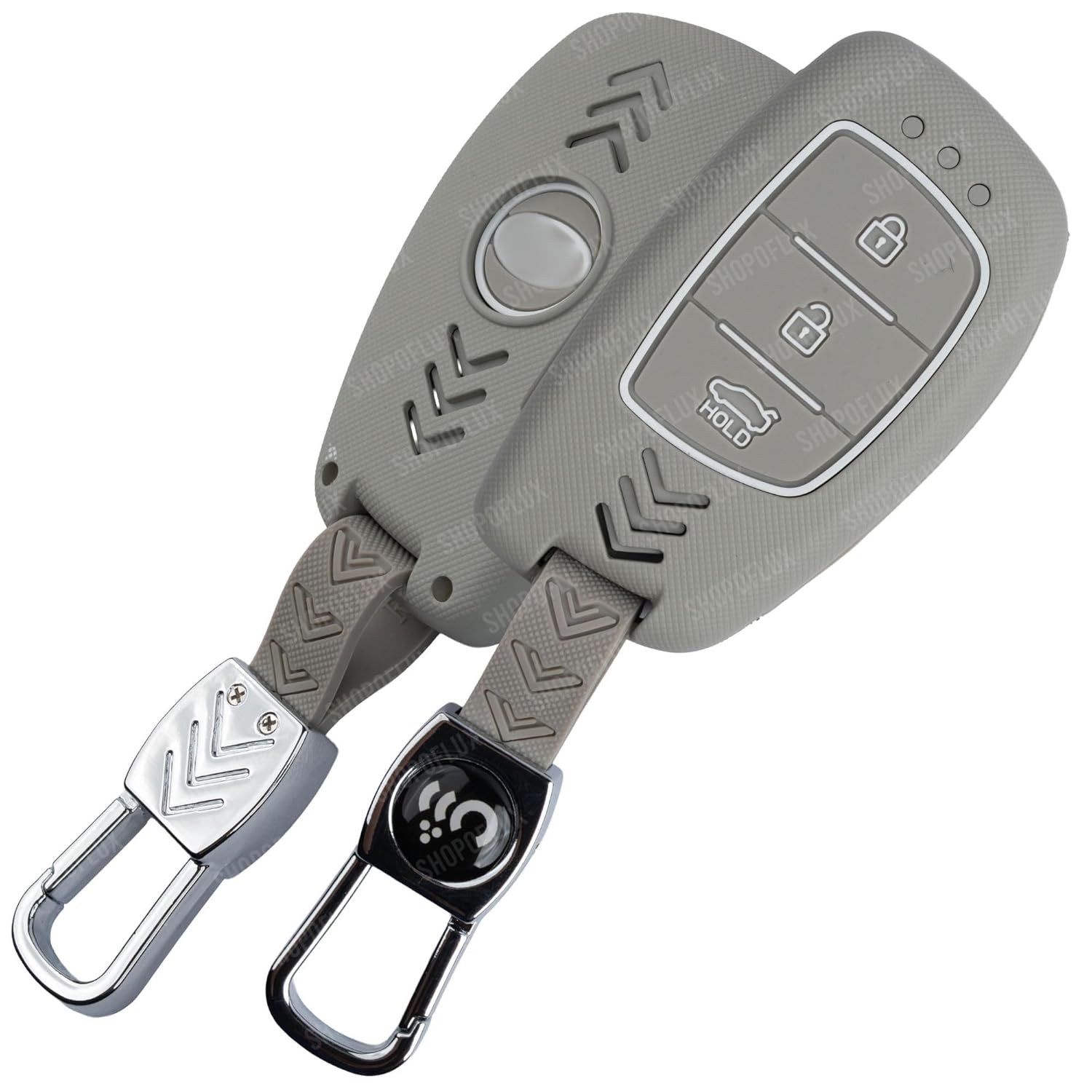 SHOPOFLUX Key Cover for Hyundai Grand i10 NIOS Asta | Venue | i20 | Aura | Exter | Creta | Elantra 3 Button Smart Key Only (ABS Light Grey) Shopoflux