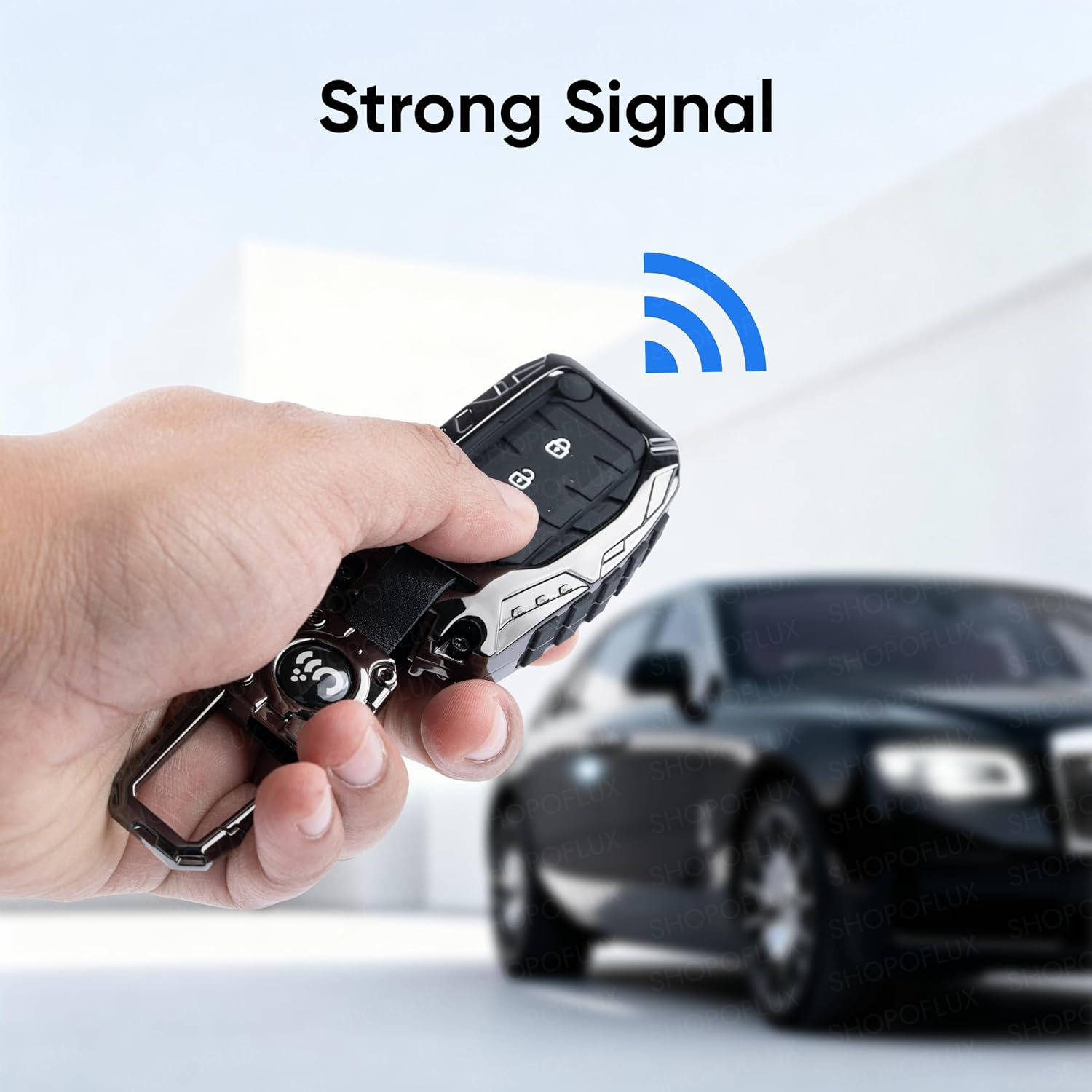 SHOPOFLUX Metal Key Cover for Hyundai Hyundai Creta, Venue, Tucson, Alcazar, I20, Grand i10 Nios, Aura, Xcent, Exter 3 Button Flip Key Only (Metal Black Silicone) Shopoflux