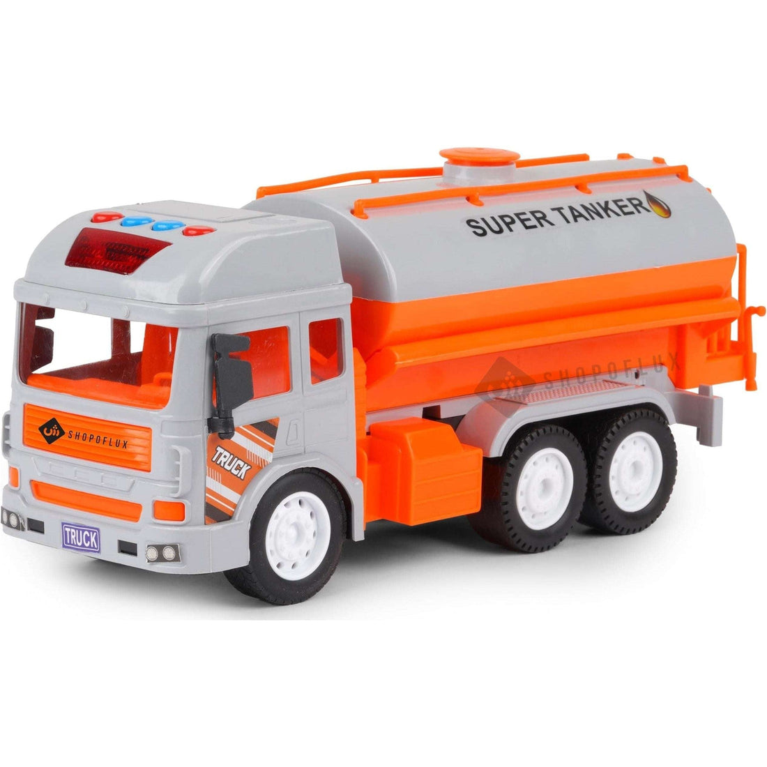 SHOPOFLUX Construction Tanker Truck Toy with Light & Sound, Friction Powered Push and Go Truck Toys for Kids, Boys and Girls Aged 3+ Year Tanker