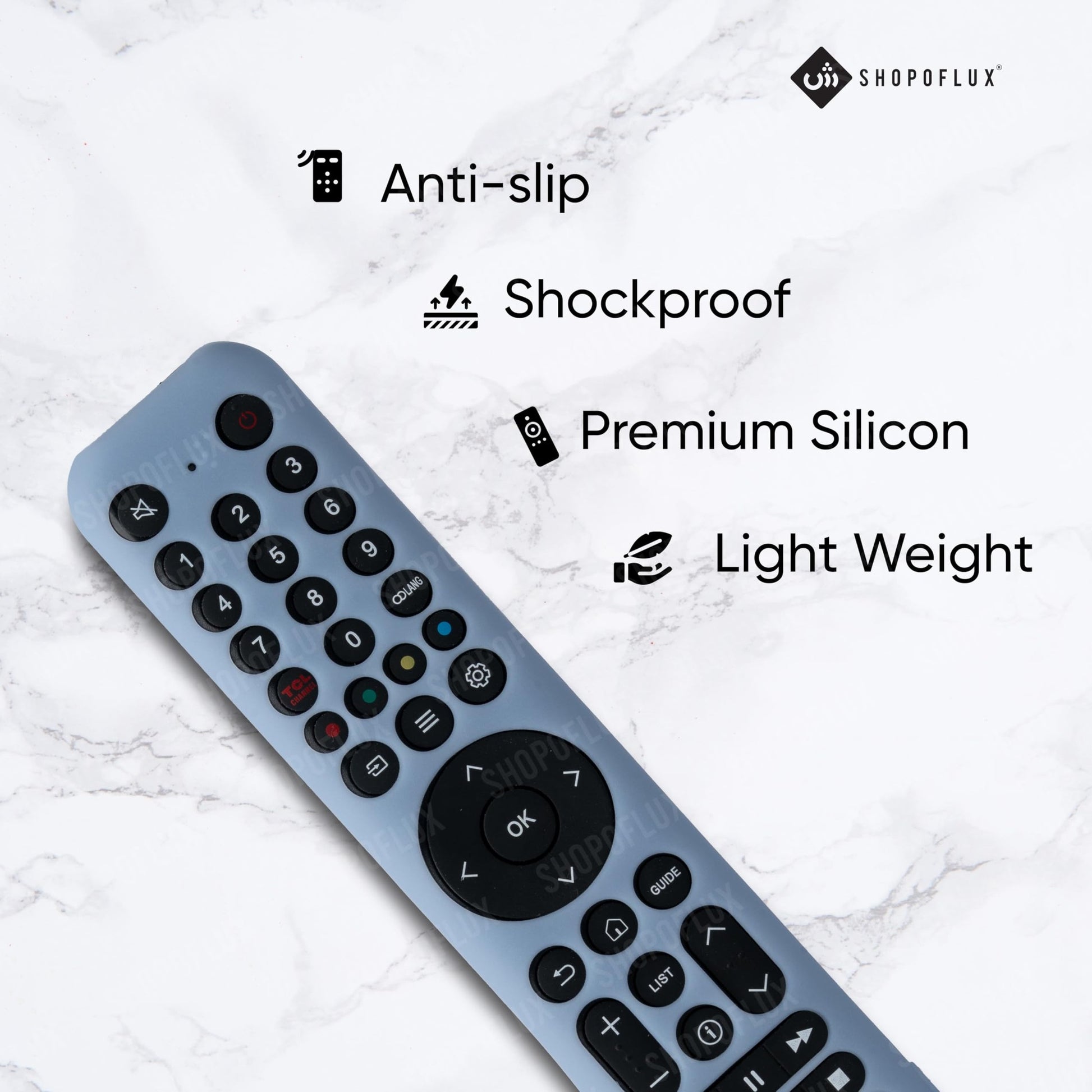 SHOPOFLUX Silicone TV Remote Cover Compatible with L4B Series TCL Tv Remote RC833 Protective Case (Sky Blue) Shopoflux