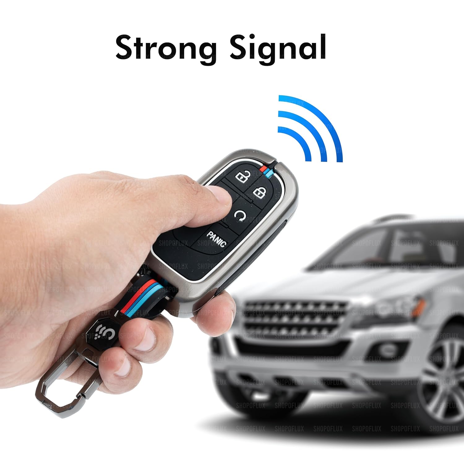 SHOPOFLUX Metal Key Cover Compatible for Jeep Meridian, Compass, Trailhawk, 5 Button Smart Key Copy