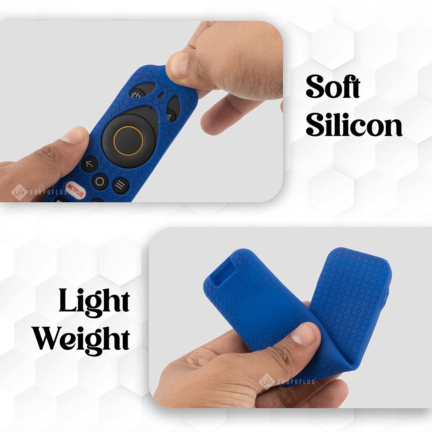 SHOPOFLUX Silicone Remote Cover Compatible with REALME Smart LED TV Anti Slip Remote Case Shockproof Cover (Blue) Shopoflux