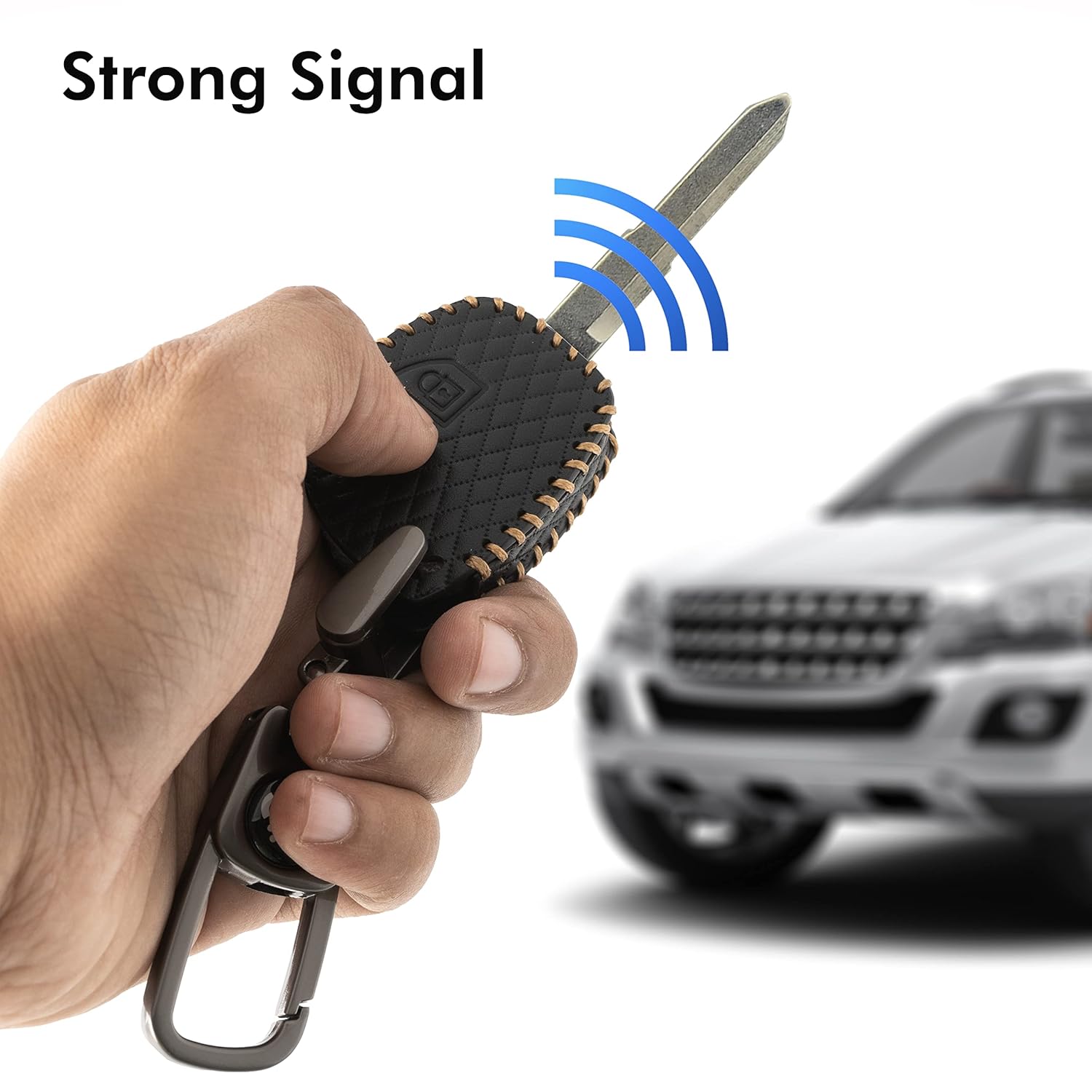 SHOPOFLUX Leather Key Cover Compitable with Swift | Ertiga | Wagonr | Celerio | Swift Dzire | Alto | Fronx | Breza | S Presso | Ignis 2 Button Remote Key Black