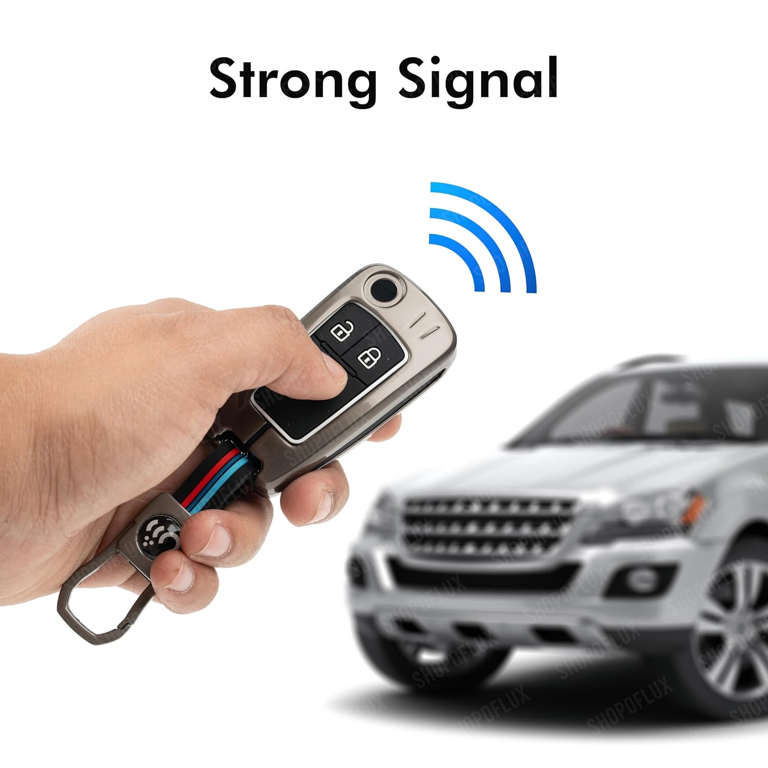 SHOPOFLUX Metal Key Cover Compatible for Chevrolet Cruze | Beat | Avio | Spark 3 Button Flip Key Only