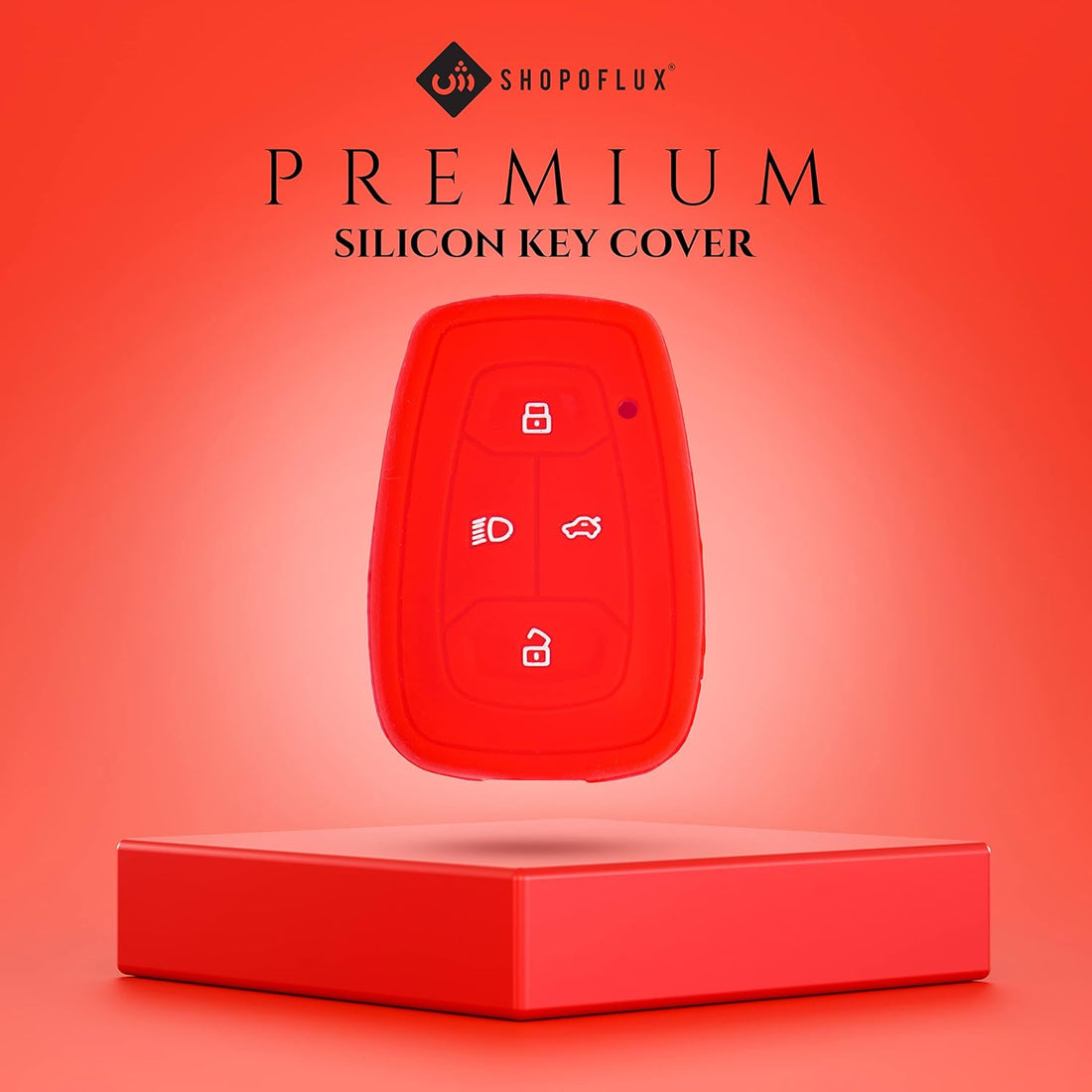 Shopoflux® Silicone Smart Key Cover Compatible with Tata Nexon | Harrier | Safari 2021 | Altroz | Tigor | EV | Punch | Tiago EV Electric Blue & Red