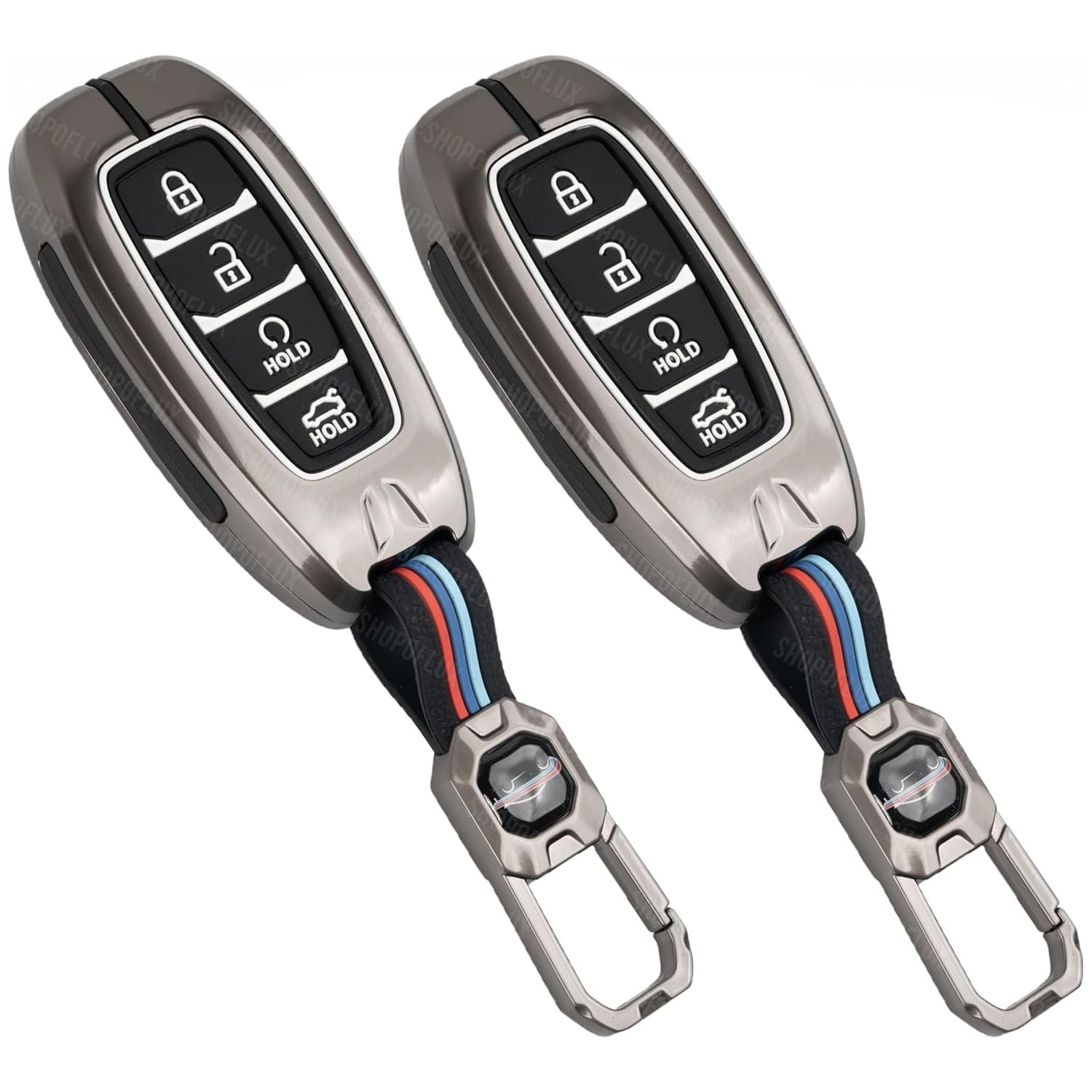 SHOPOFLUX Metal Key Cover Compatible with Hyundai Verna 2024 2023 | i20 Facelift N Line N8 Car 4 Button Smart Key - Black