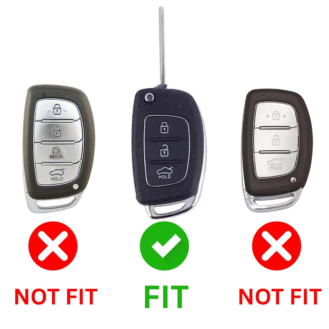 SHOPOFLUX Metal Key Cover for Hyundai Hyundai Creta, Venue, Tucson, Alcazar, I20, Grand i10 Nios, Aura, Xcent, Exter 3 Button Flip Key Only (Metal Brown Silicone) Shopoflux