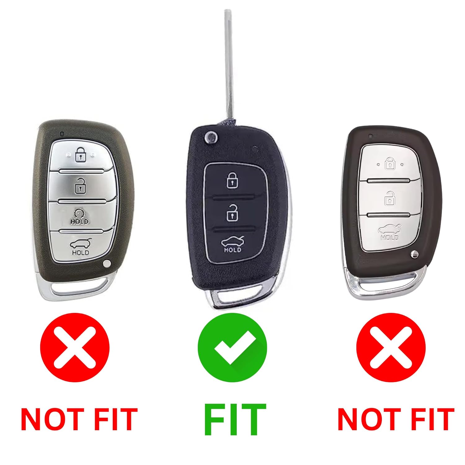 SHOPOFLUX Metal Key Cover for Hyundai Hyundai Creta, Venue, Tucson, Alcazar, I20, Grand i10 Nios, Aura, Xcent, Exter 3 Button Flip Key Only (Metal Brown Silicone) Shopoflux