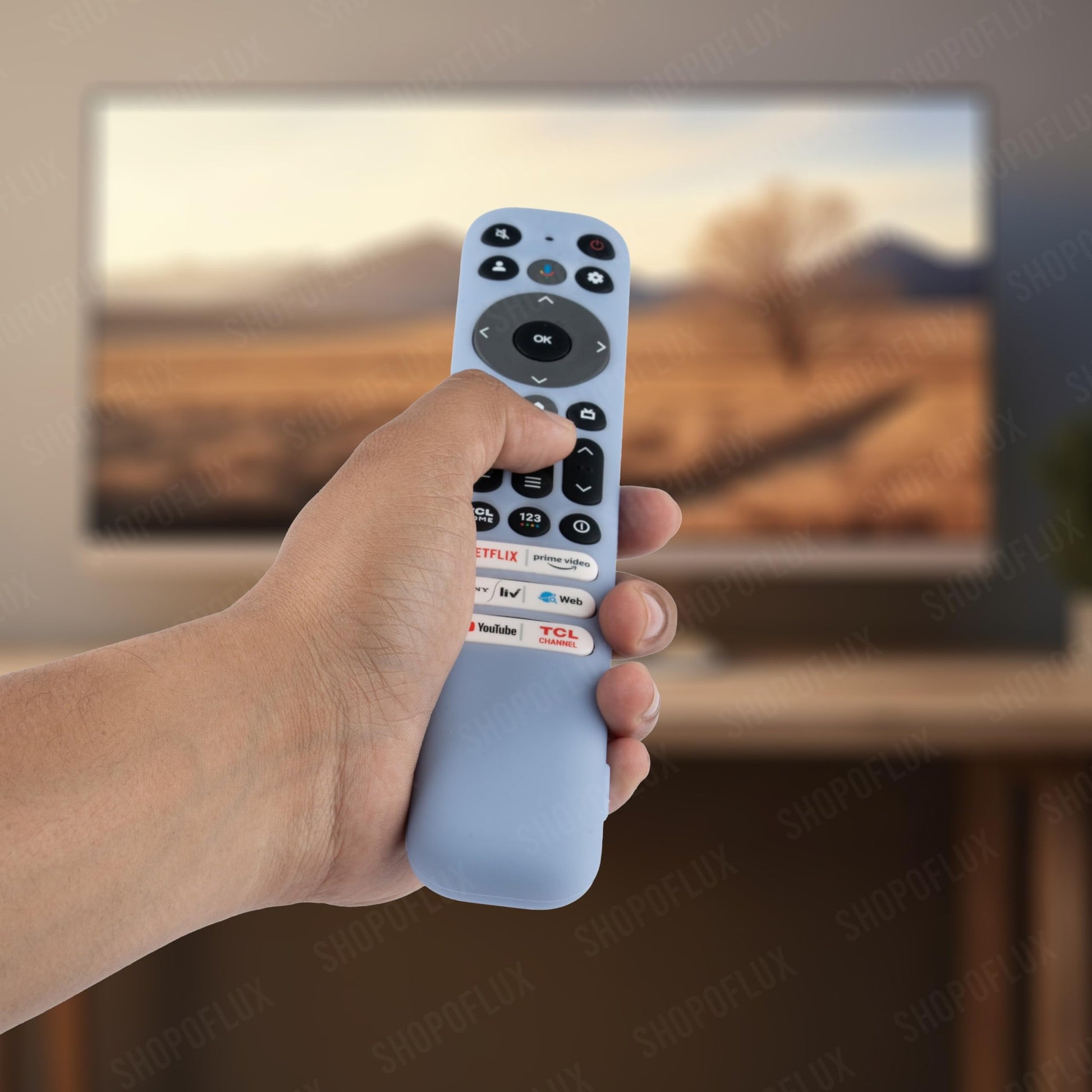 SHOPOFLUX Silicone TV Remote Cover Case Compatible with TCL Tv Remote RC802NU1 / IFFALCON Smart LED TV Protective Cover(Sky Blue) Shopoflux