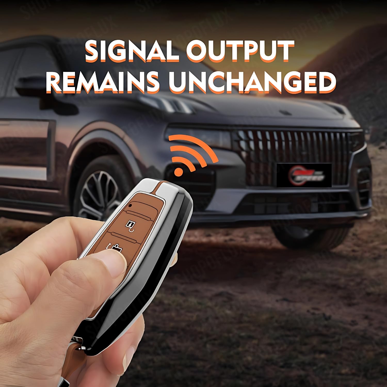 SHOPOFLUX Metal Key Cover Compatible with Mahindra XUV 500 Smart Key | Accessories (Brown Silicone) Shopoflux
