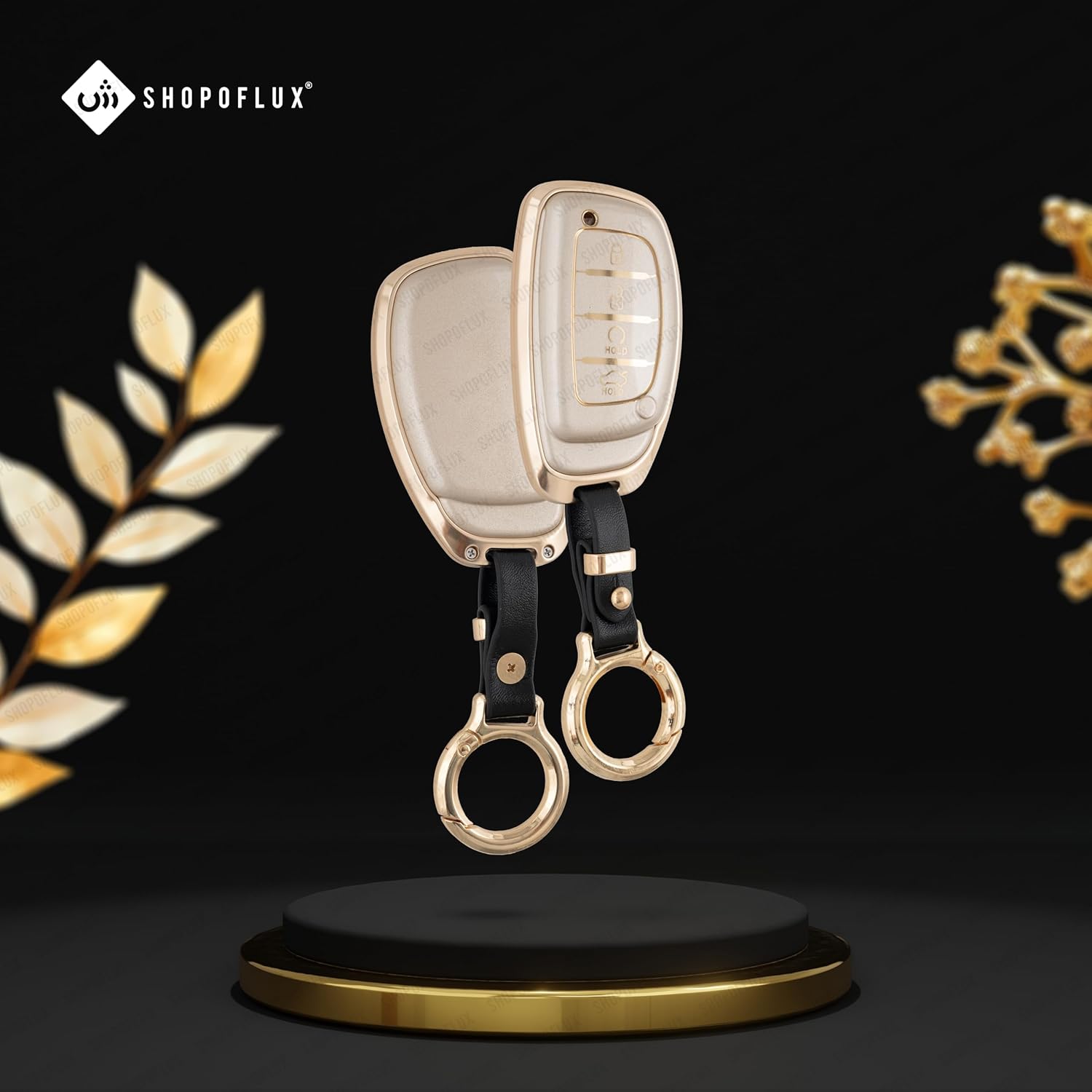 SHOPOFLUX Metal TPU Key Cover Compatible for Hyundai Alcazar and Creta ev Car 4 Button Smart Key