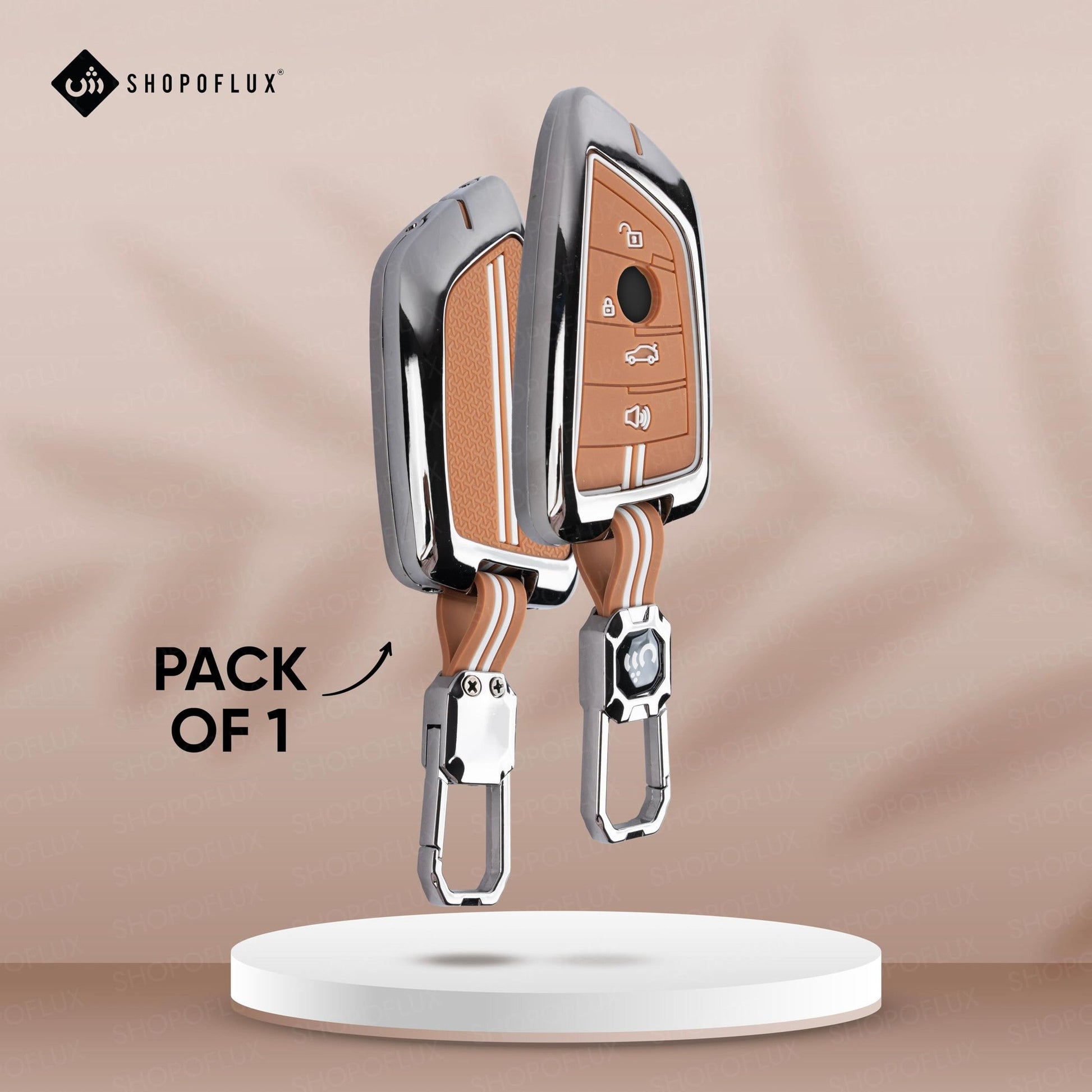 SHOPOFLUX Metal Key Cover Compatible for BMW X1, X3, X6, X5, 5 Series, 6 Series, 7 Series 4 Button Smart Key Shopoflux