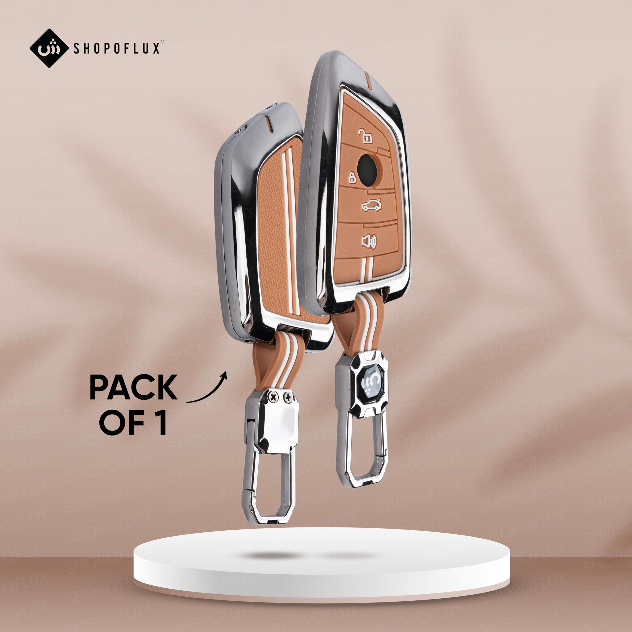 SHOPOFLUX Metal Key Cover Compatible for BMW X1, X3, X6, X5, 5 Series, 6 Series, 7 Series 4 Button Smart Key Shopoflux