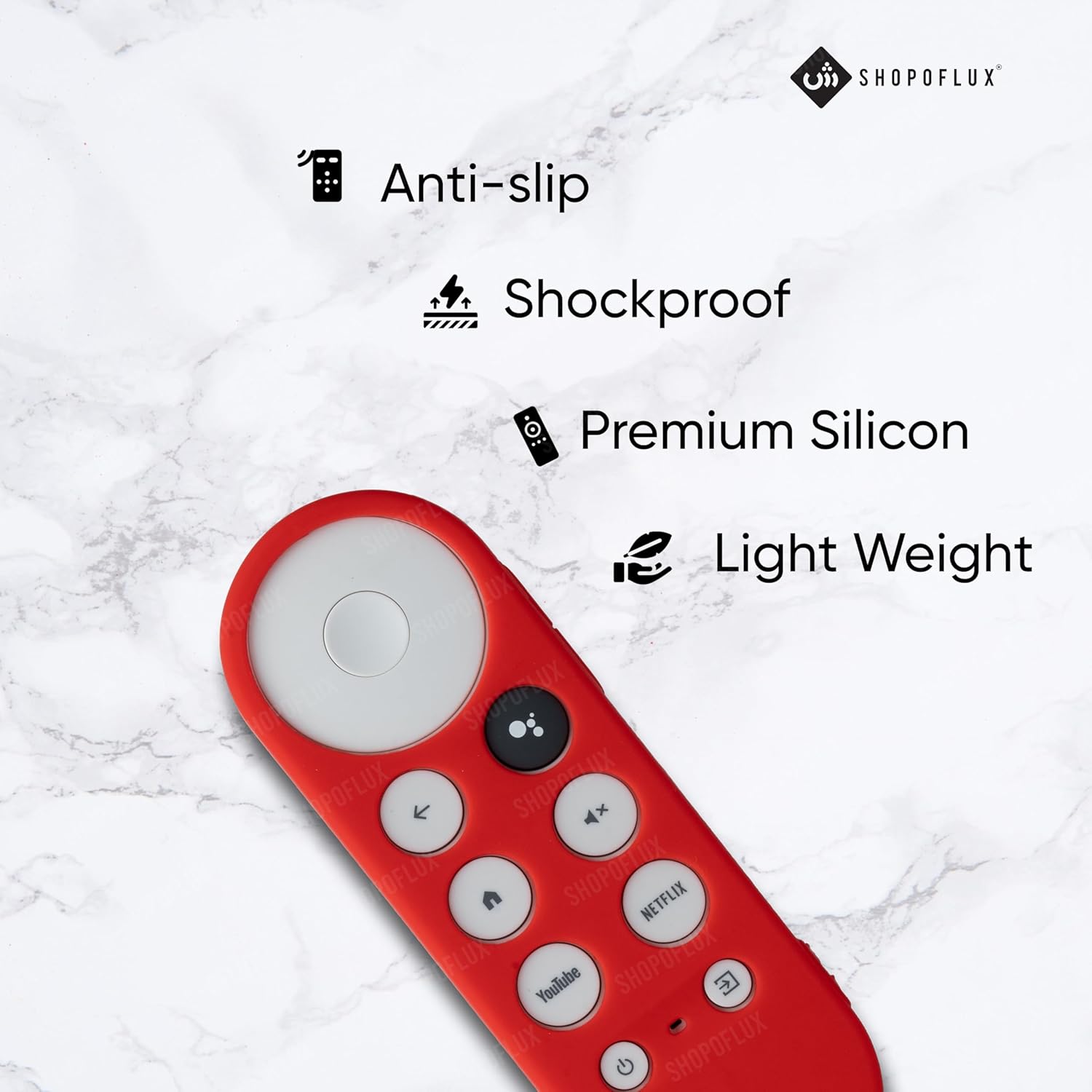 Shopoflux Silicone Full Wrap Remote Case Compatible with Google Chromecast Tv Voice Remote Protective Cover [Remote NOT Included] (RED) Shopoflux