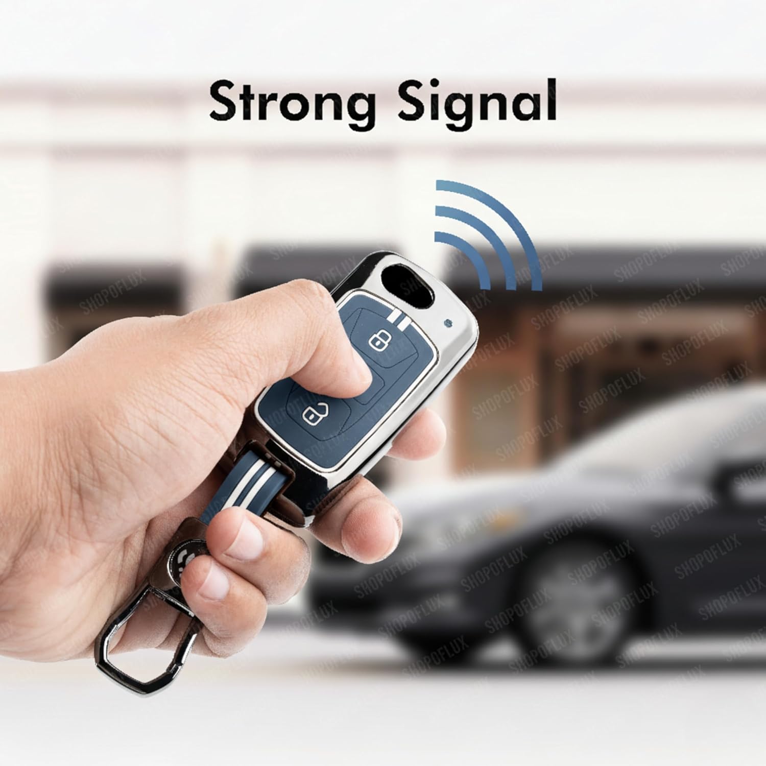SHOPOFLUX Metal Key Cover Compatible with Tata Tiago | Nexon | Altroz | Curvv | Safari | Storme | Zest | Bolt | Tigor | Punch | Hexa 3 Button Flip Key Shopoflux