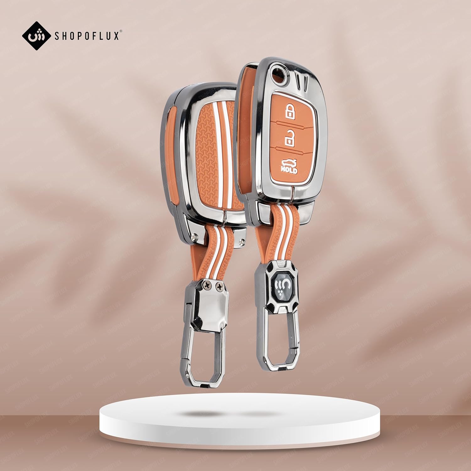 SHOPOFLUX Metal Key Cover for Hyundai Hyundai Creta, Venue, Tucson, Alcazar, I20, Grand i10 Nios, Aura, Xcent, Exter 3 Button Flip Key Only (Metal Black Silicone) Shopoflux