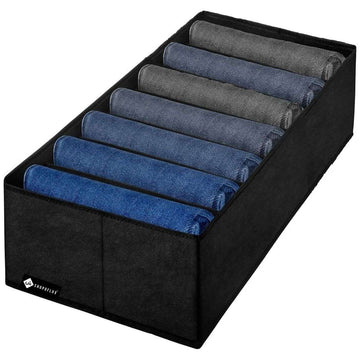 SHOPOFLUX Clothes Organizer for Wardrobe - Ideal for Jeans, Pants, Shirts - Drawer Closet Storage Solution Black 7 Slots