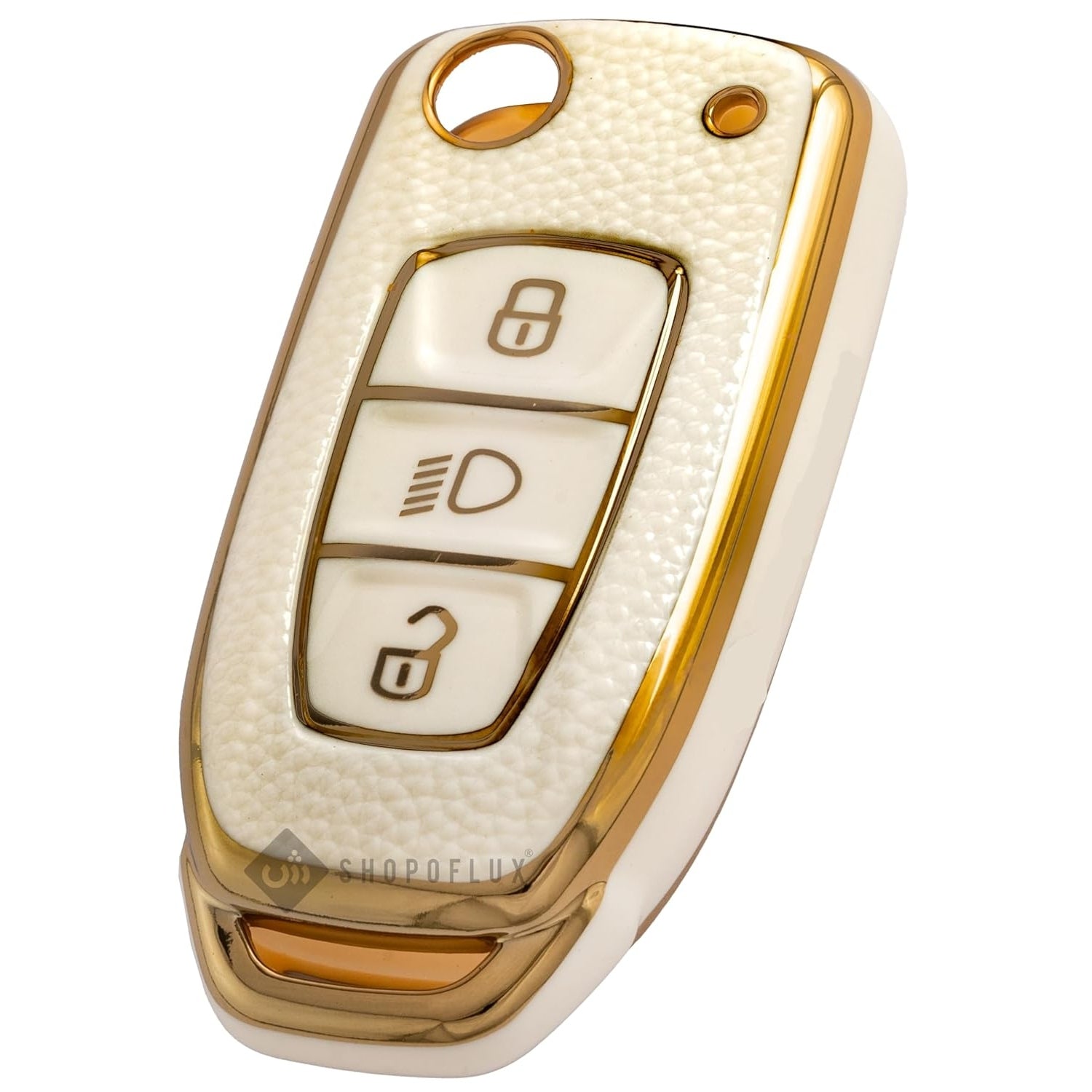 SHOPOFLUX TPU Leather Key Cover Compatible with Tata Tiago | Nexon | Altroz | Safari | Storme | Zest | Bolt | Tigor | Punch | Hexa 3 Button Flip Key