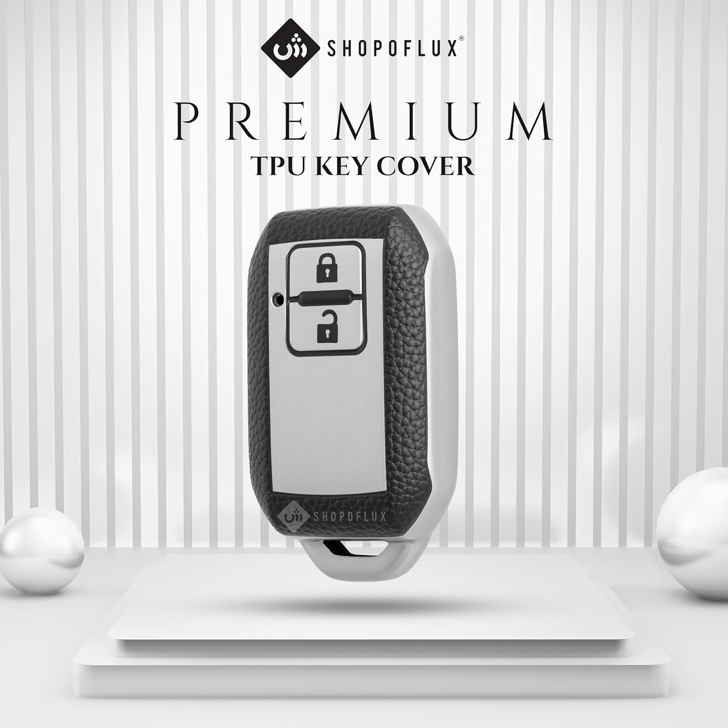 SHOPOFLUX TPU leather Key Cover Compatible with suzuki and toyota Baleno, Grand Vitara, XL6, Swift, Brezza, Celerio, Ignis, Ertiga, Dzire, Fronx, Urban Cruiser, Rumion, Glanza, Hyryder 2 Button Smart key - Black Copy