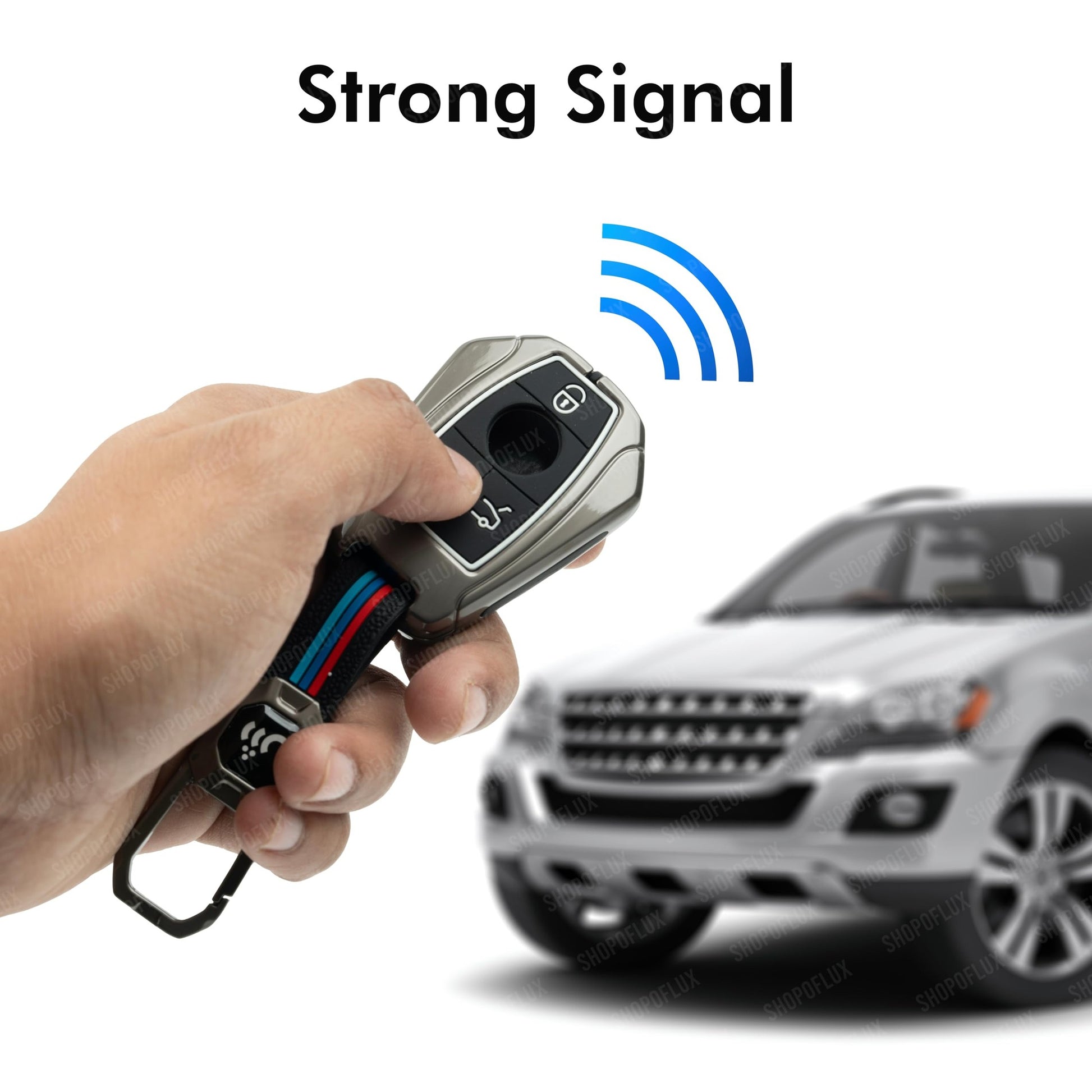 SHOPOFLUX Metal Car Key Cover Compatible for Mercedes Benz C E M S CLS CLK GLK GLC G Class 3 Button Smart Key - Black