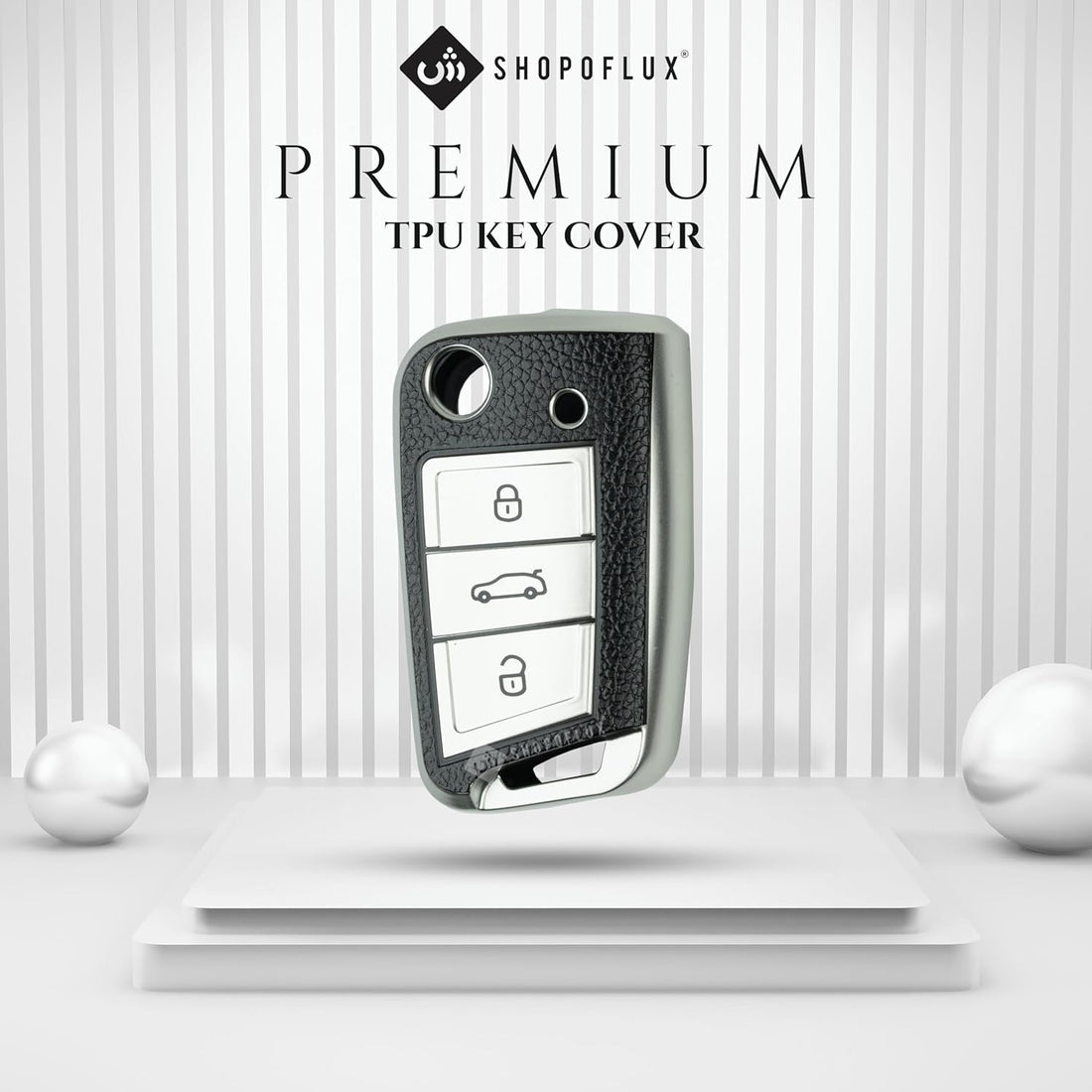 SHOPOFLUX Leather TPU Key Cover Compatible with Skoda & Volkswagen Cars Slavia | Kushaq | Octavia | Virtus | Taigun | Tiguan | T ROC 3 Button Flip Key