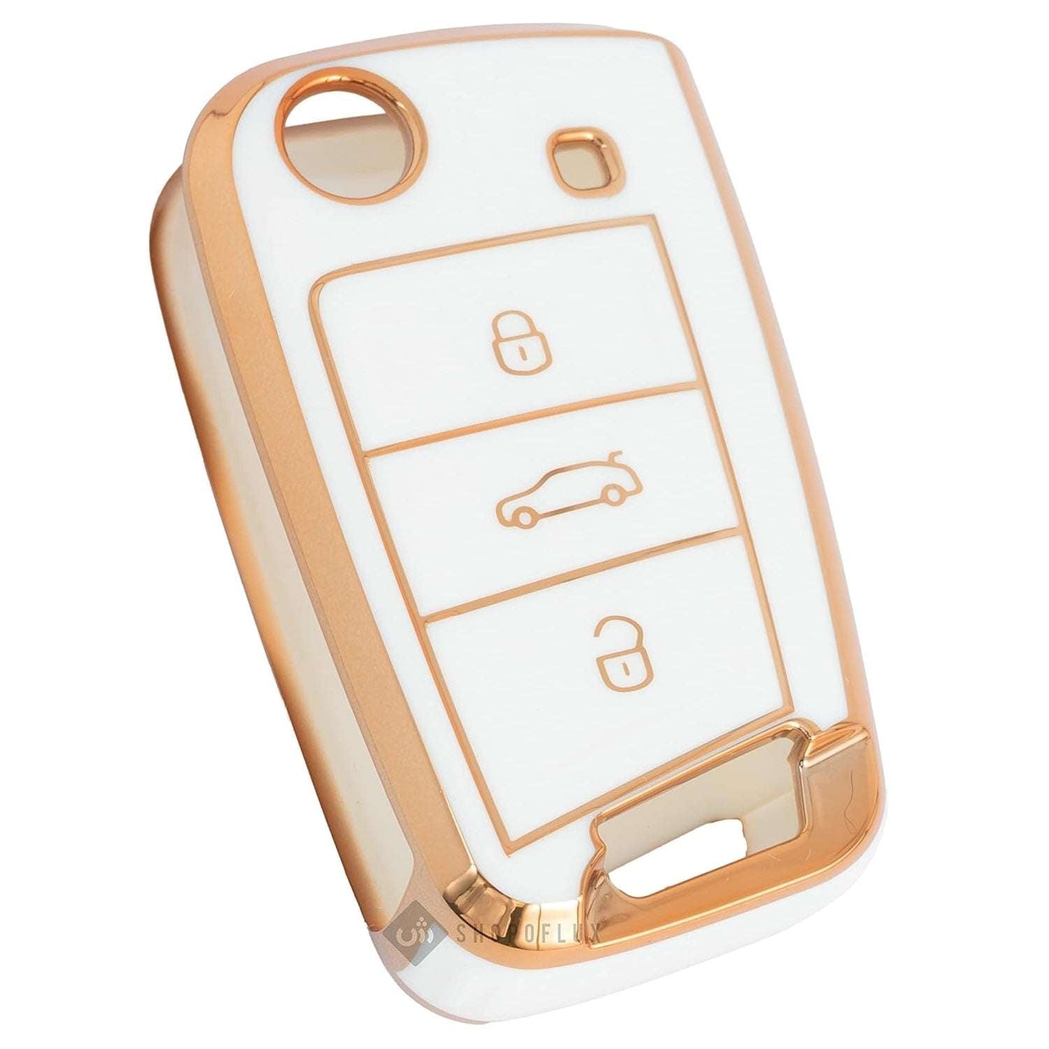 Shopoflux® TPU Key Cover Compatible with Skoda & Volkswagen Cars Slavia | Kushaq | Octavia | Virtus | Taigun | Tiguan | T ROC 3 Button Flip Key