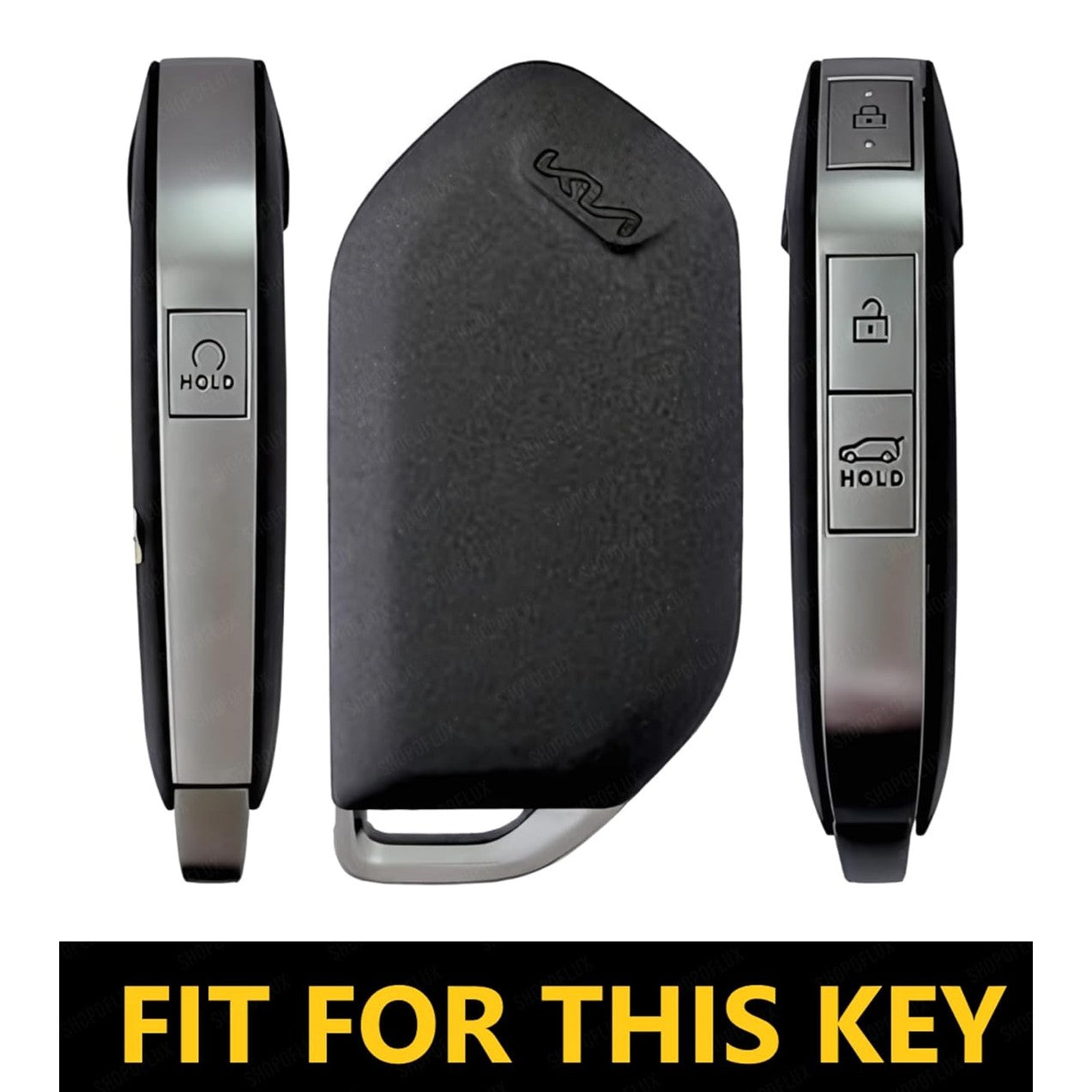 SHOPOFLUX Metal Key Cover Compatible with Kia Syros, Seltos, EV6 EV9 4 Button Smart Key - Black Shopoflux