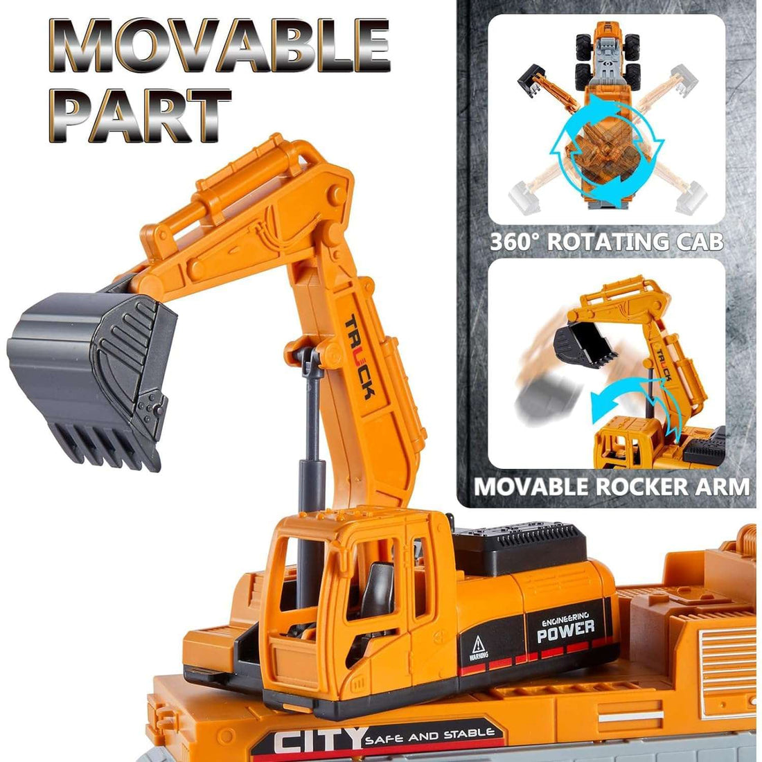 SHOPOFLUX Diecast Excavator Truck Toy | Durable Alloy Construction Bulldozer Toy | Friction-Powered 1:43 Scale Truck for Kids | Realistic Play and Collectible Model | Unbreakable ABS Design