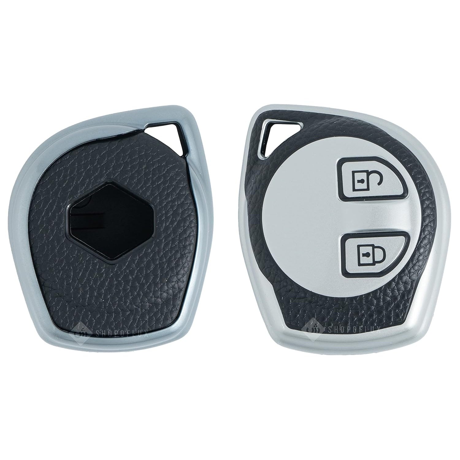 Shopoflux TPU Leather Key Cover Compitable for Suzuki Toyota and Swift | Ertiga | Wagonr | Celerio | Swift Dzire | Alto | Fronx | Breza | S Presso | Ignis 2 Button Remote Key Black Gold